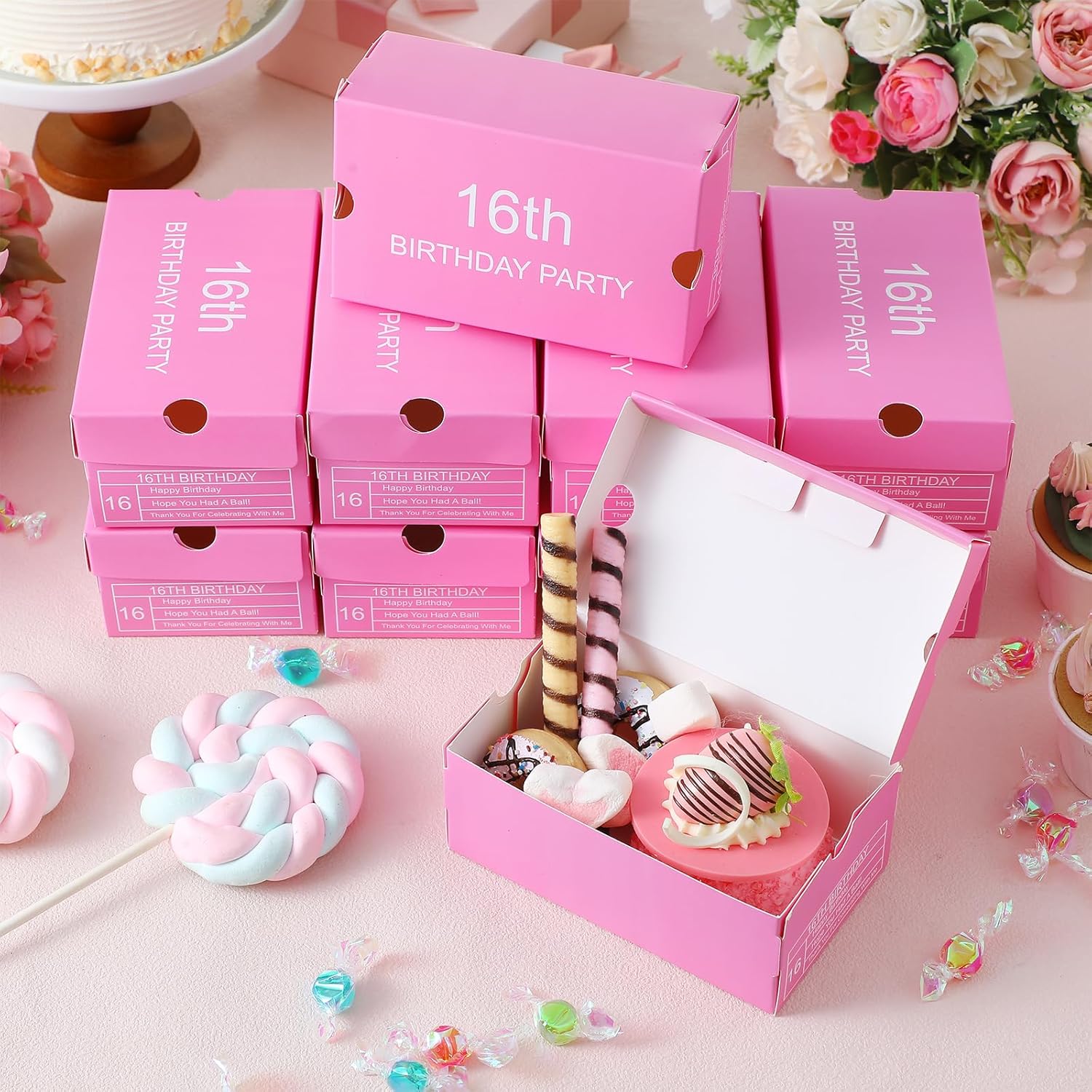 Gueevin 24 Pcs Mini Sneaker Gift Boxes Pink Party Decorations
