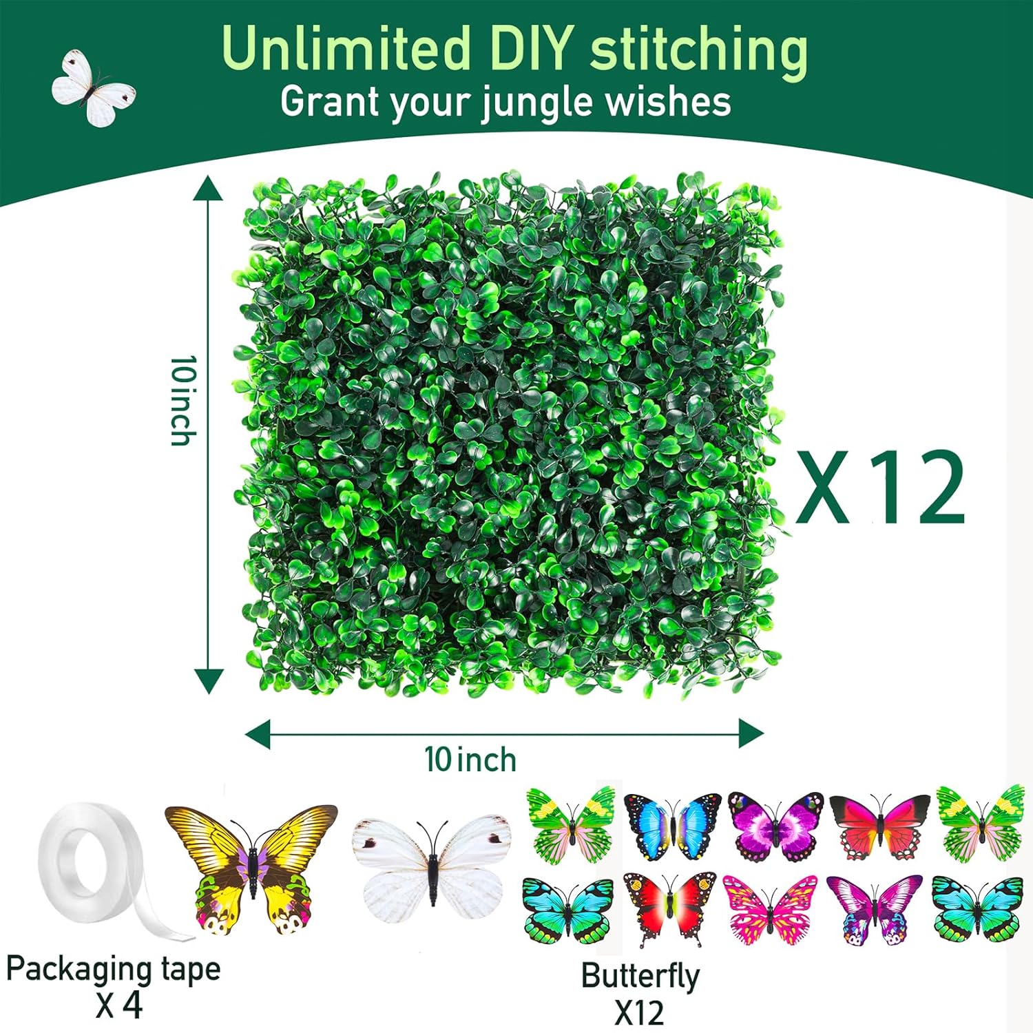 SunnySmile 12-Piece Artificial Grass Wall Panels with Double Sided Tape