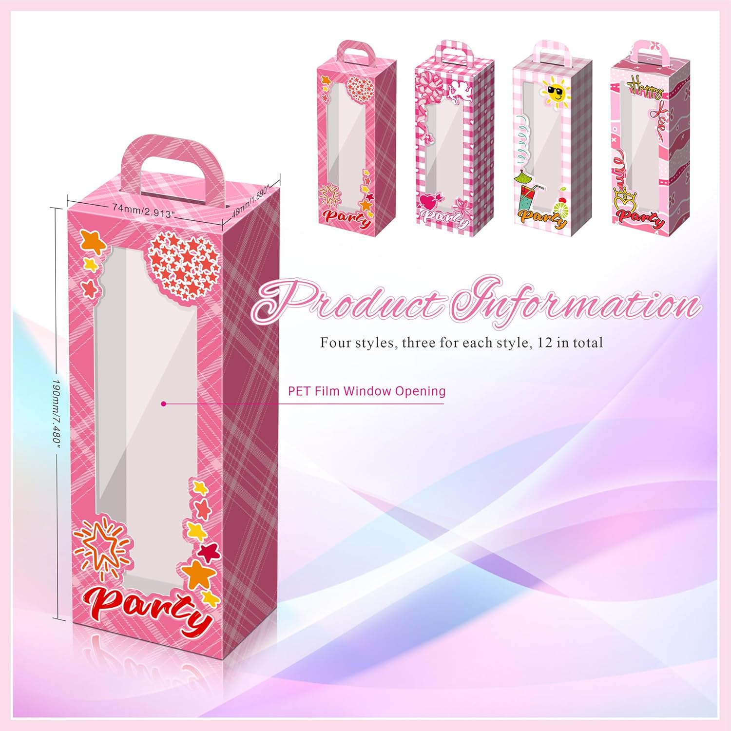 ODRMA 12 PCS Pink Party Favor Boxes