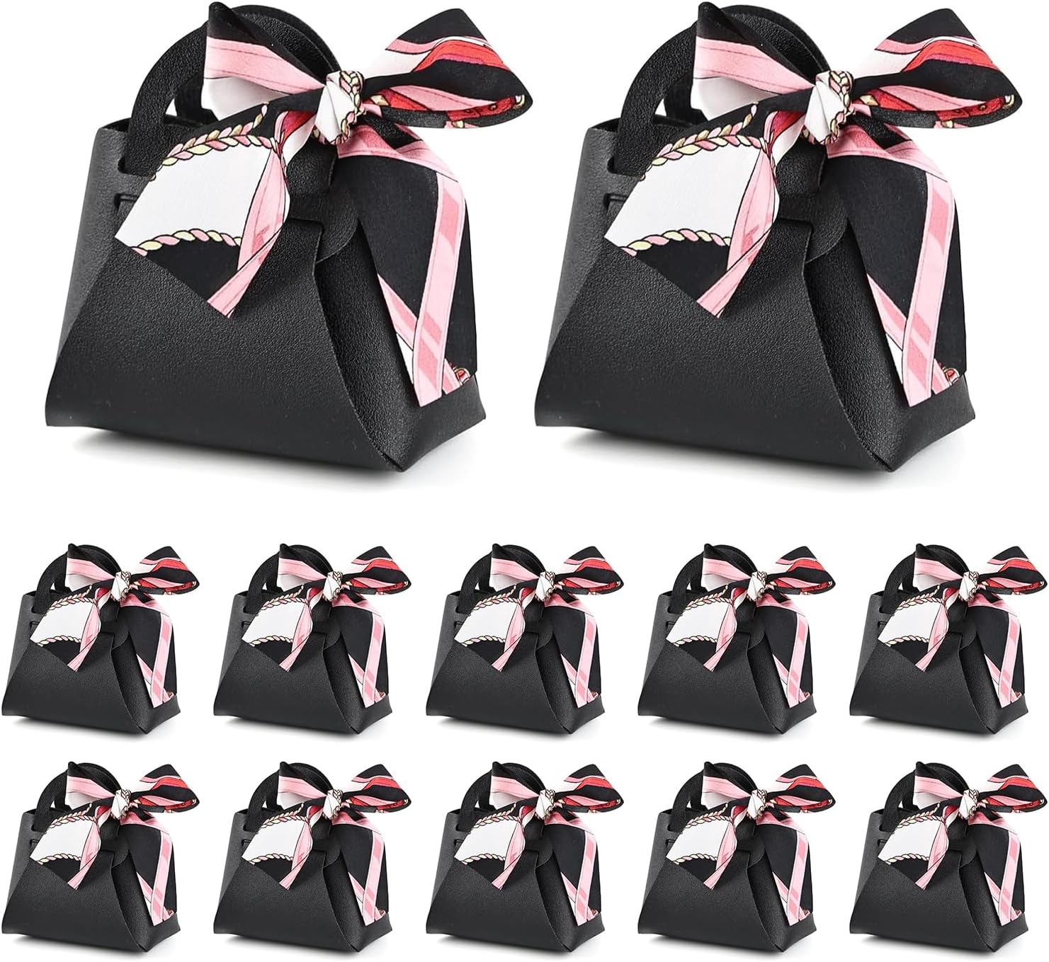 KAZIPA 12 Pack Faux Leather Gift Bags with Handle
