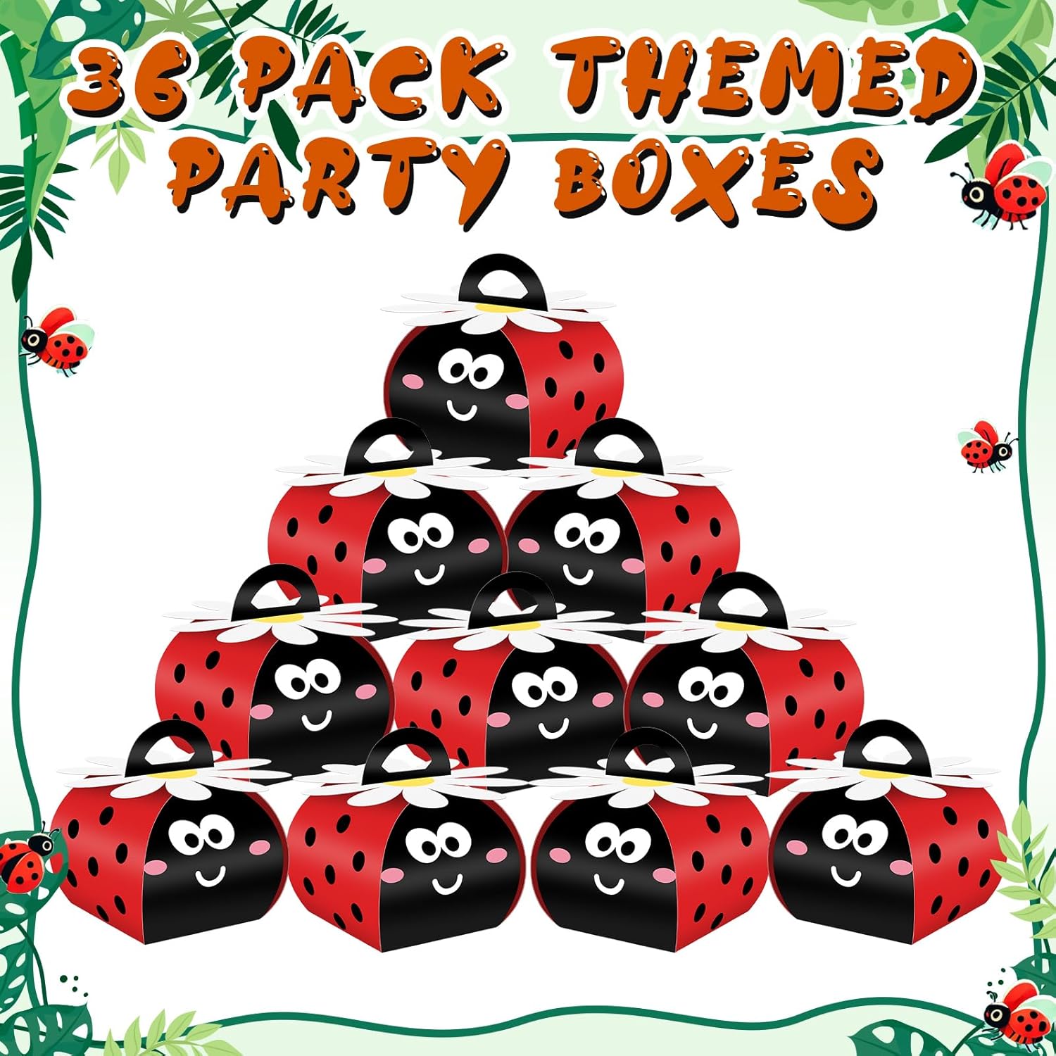 Humyoun 36 Pcs Ladybug Gift Boxes Party Favor Treat Bags