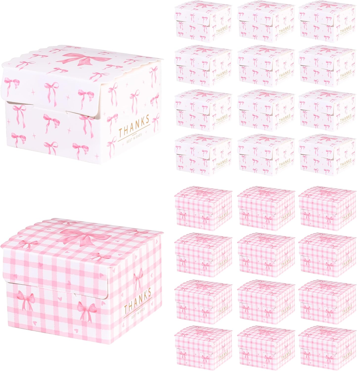 Glavatrix 50pcs Mini Pink Bow Candy Gift Boxes
