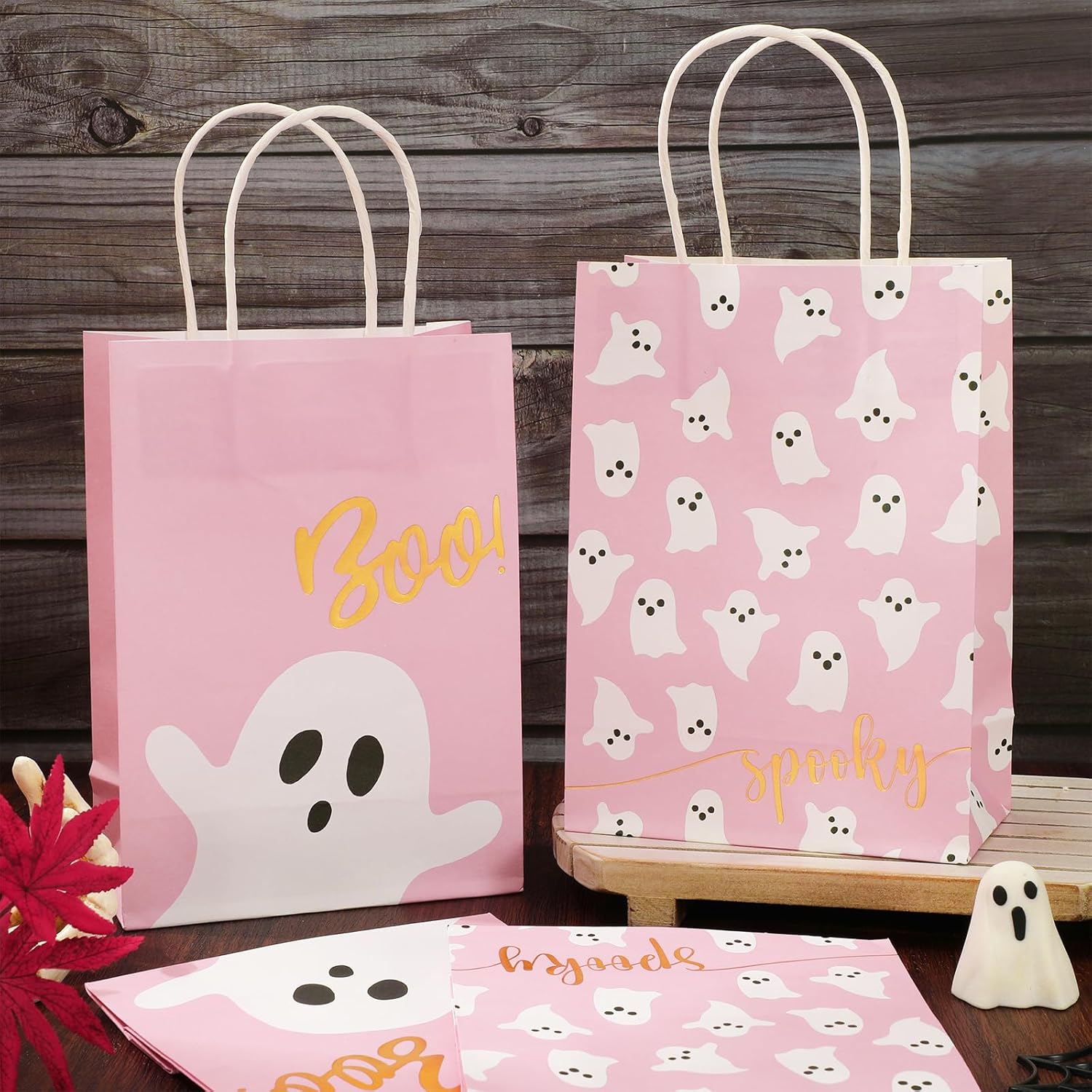 JarThenaAMCS 24Pcs Halloween Paper Gift Bags with Handles