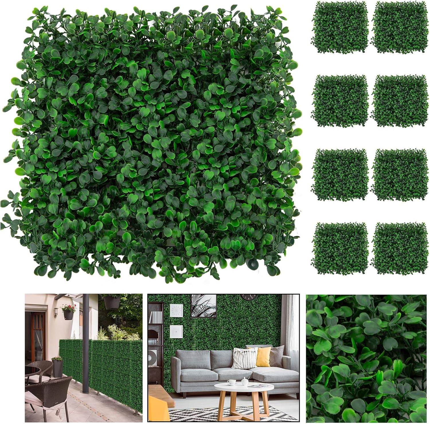 Cliselda Artificial Boxwood Hedge Wall Panels 8PCS 10x10