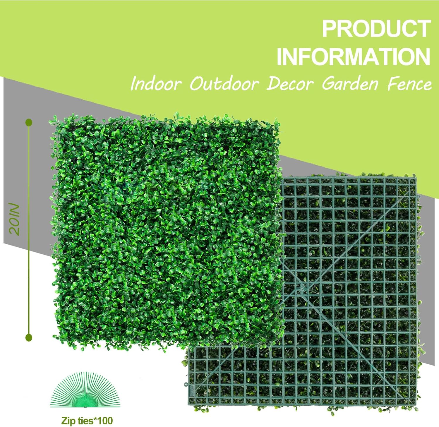 AOKIE 20x20 Inch Artificial Grass Wall Panels Decor Set