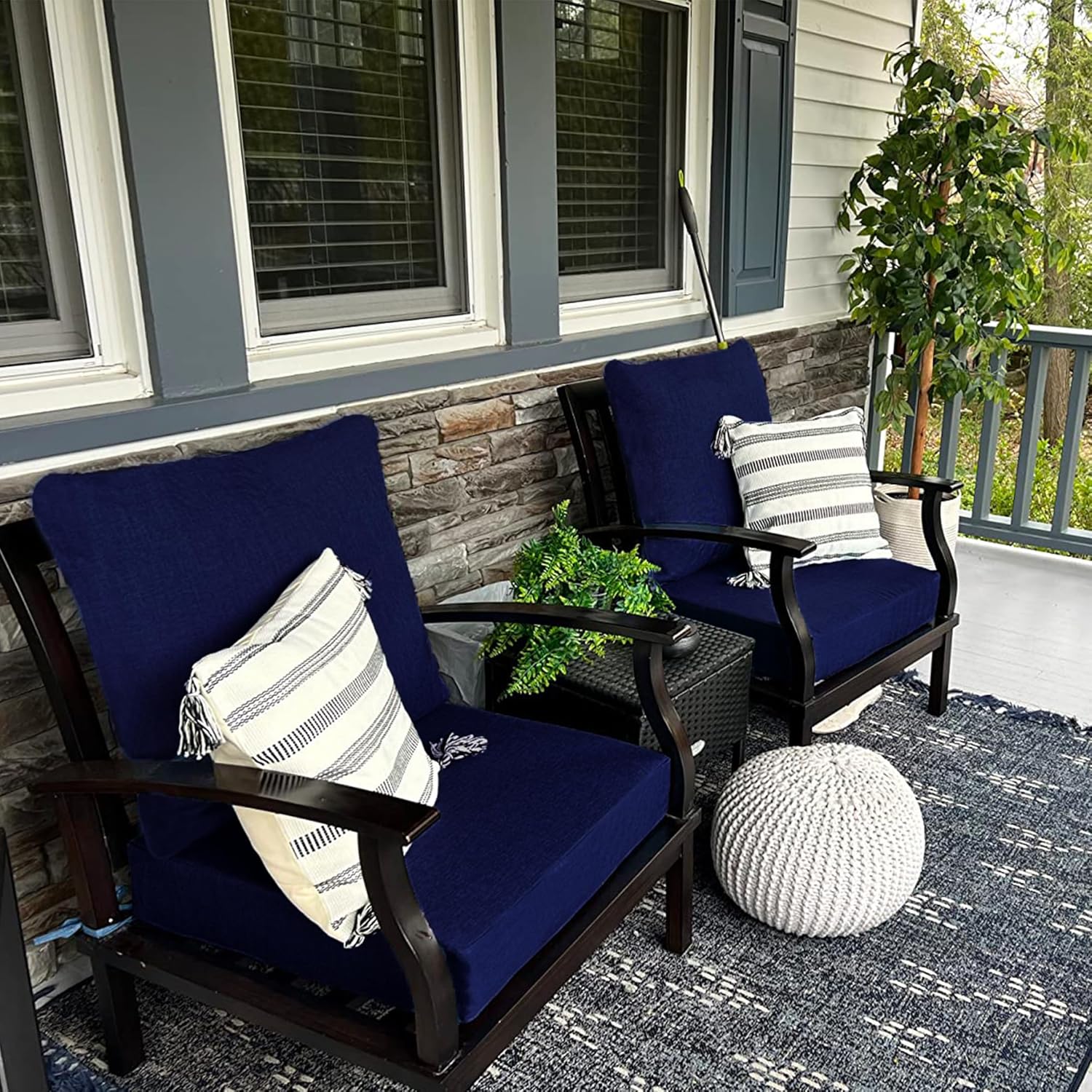 Sqodok Waterproof Outdoor Cushion Covers 2Pack Blue