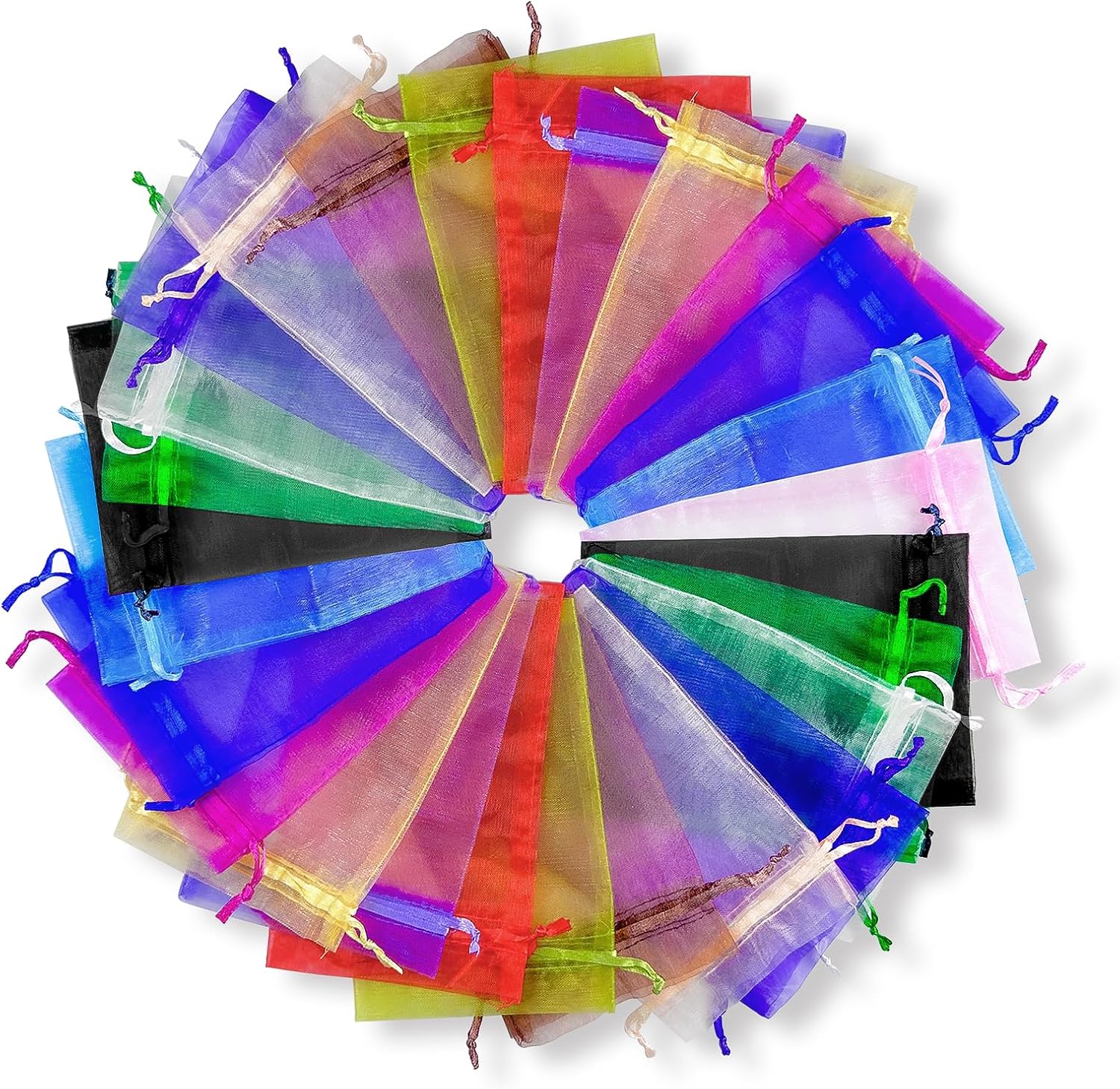 100PCS Multicolor Organza Bags 4x6 Inches Drawstring