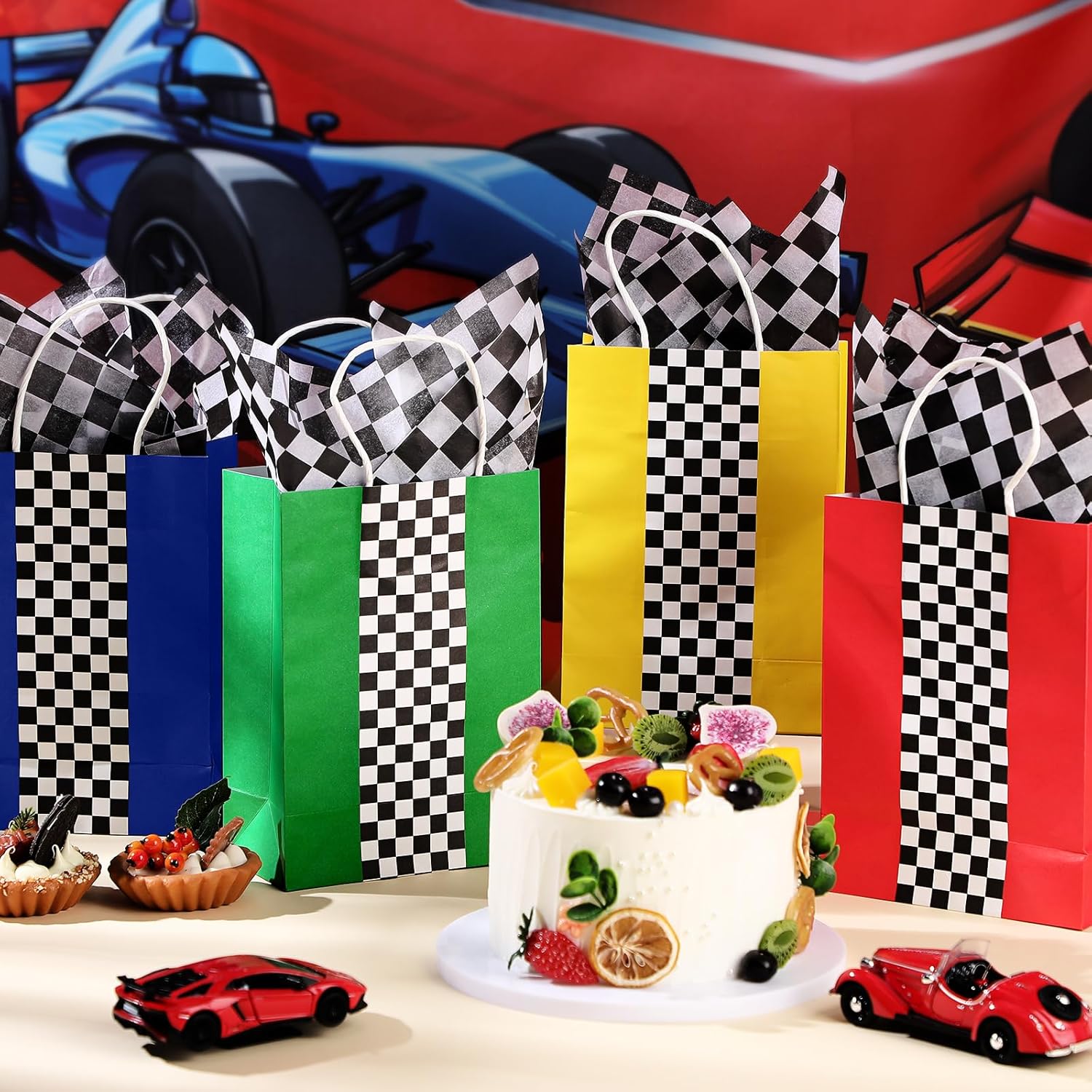 Glenmal 16 Pack Racing Car Gift Bags with Handles