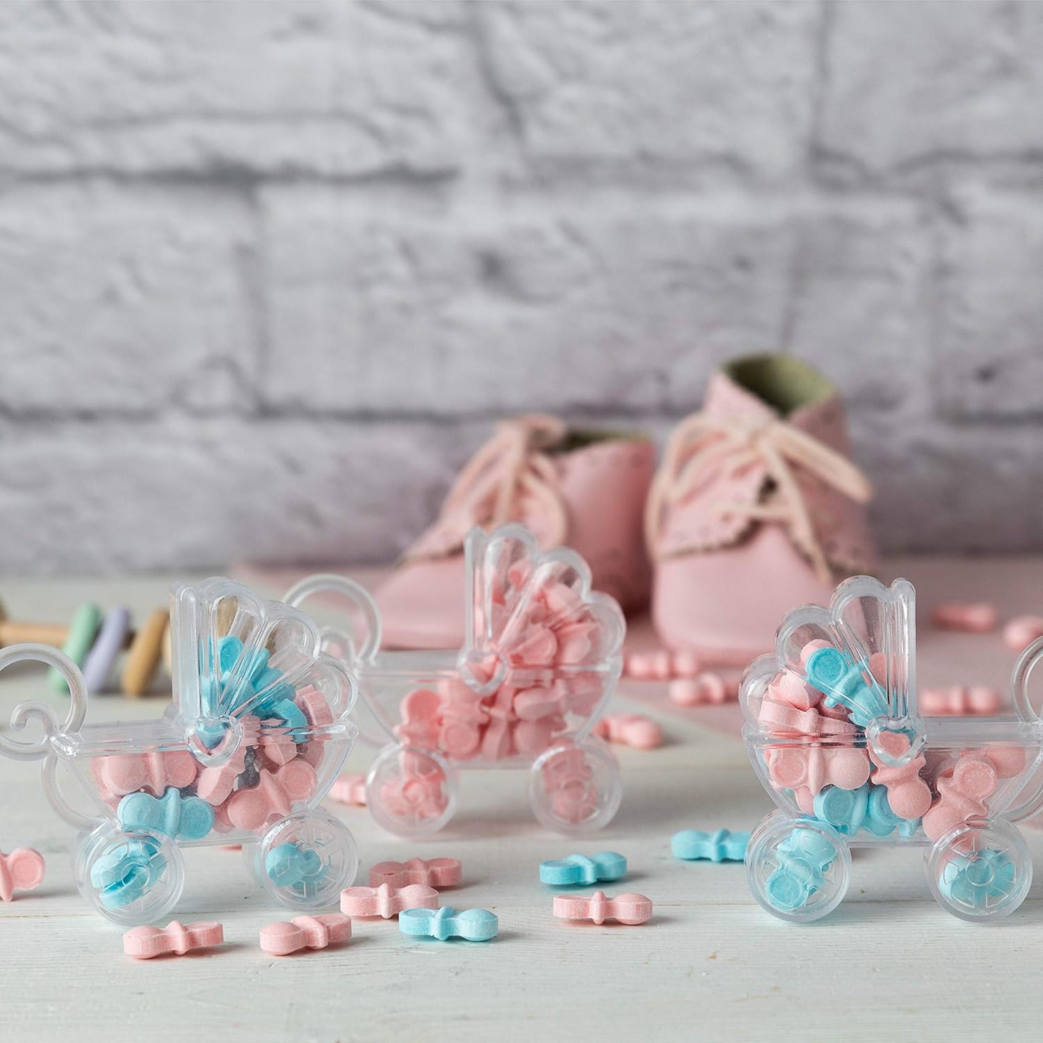 Baby Carriage Acrylic Candy Boxes 12 Pack