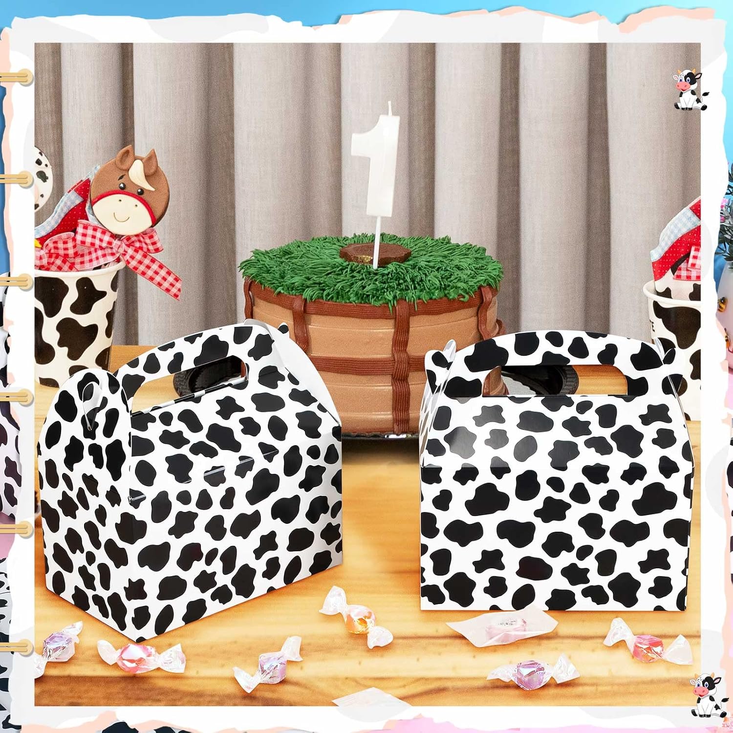 24 Pack Cow Print Gift Boxes for Parties and Celebrations