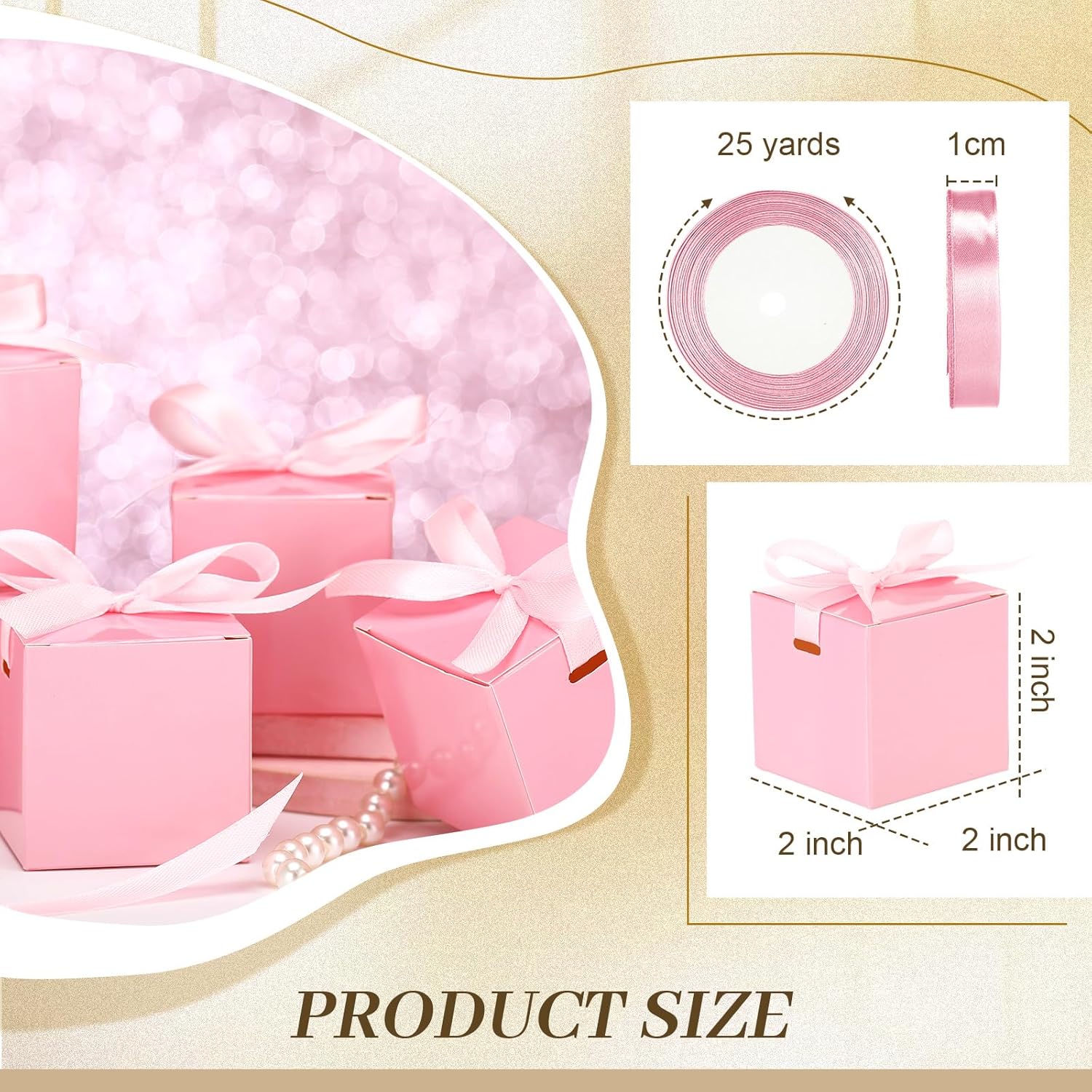 48 Pcs 2x2x2 Inch Mini Gift Boxes with Ribbon Set