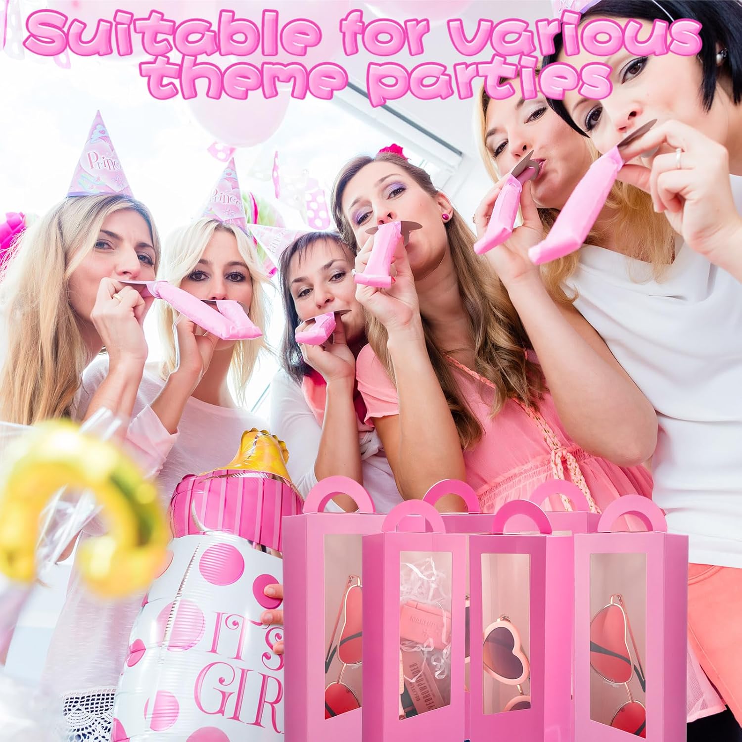 TecUnite 24 Pcs Pink Girl Party Favor Boxes