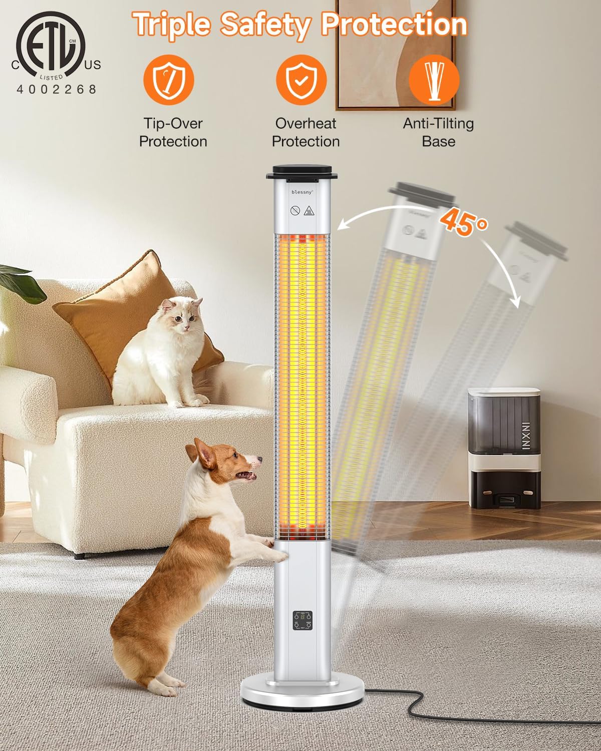 Blessny 485 Outdoor Heater with IP65 Waterproof and 3 Heating Modes