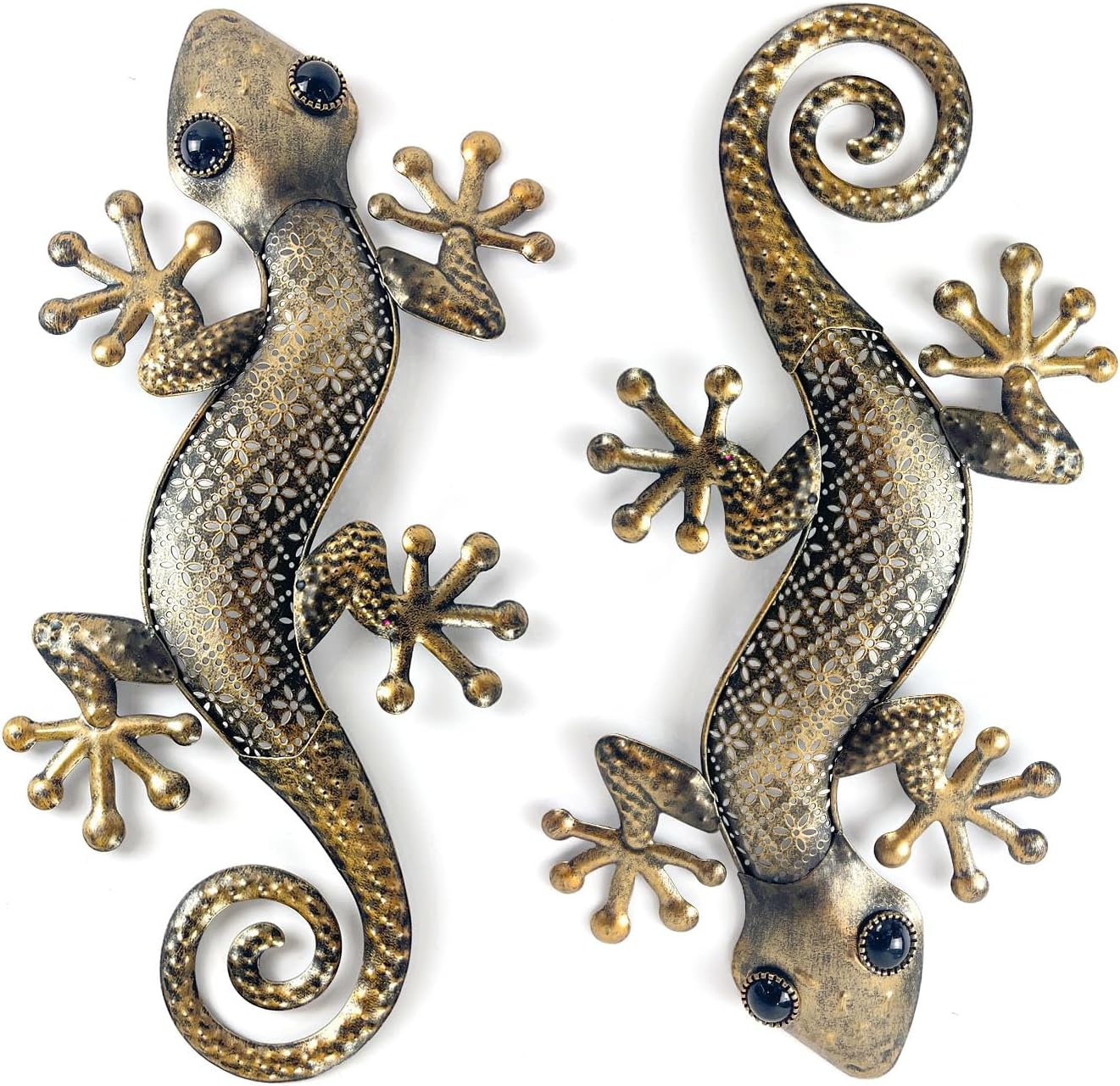 LIFFY Gecko Metal Wall Art 2 Pack 15 Inch Decor