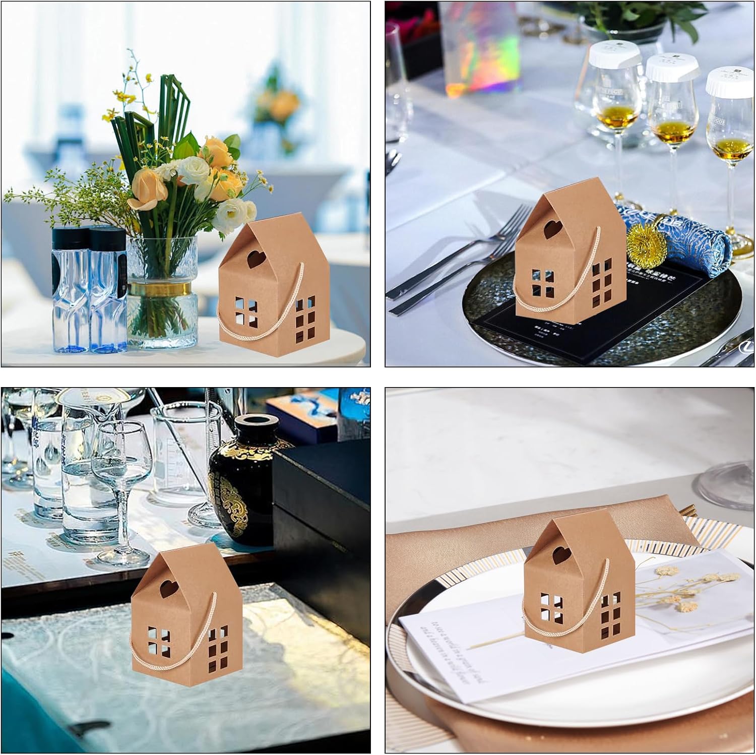 GeryVtee 36 Pcs House Gift Boxes Kraft Paper Candy Containers