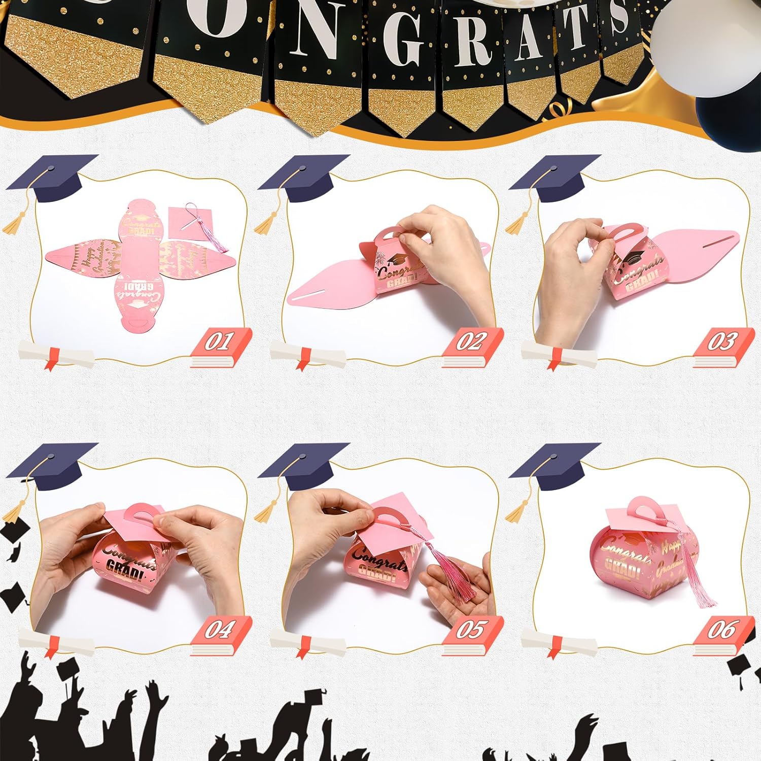 KPOSIYA Graduation Cap Candy Boxes 32 Pack
