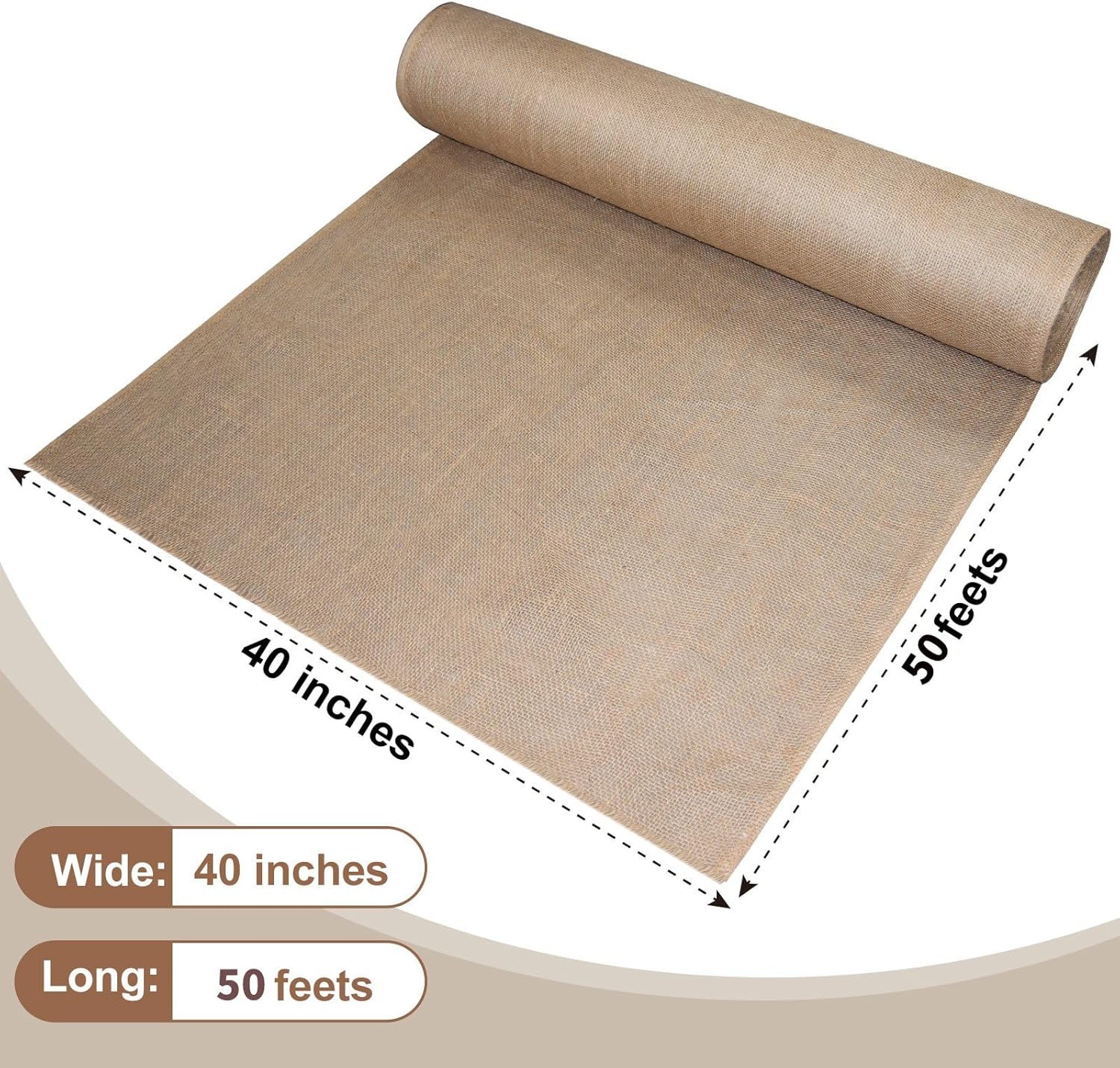 Tcevily Garden Burlap Roll 40x50 Feet Natural Jute