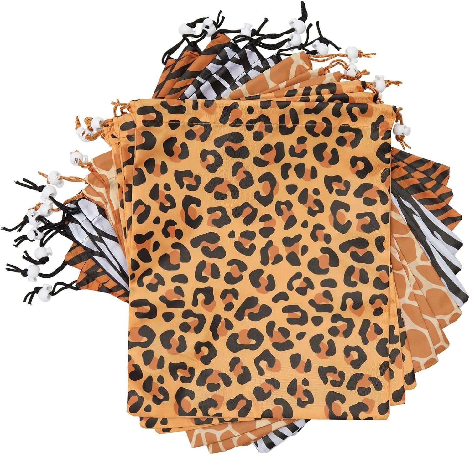 Blue Panda 12 Pack Animal Print Drawstring Gift Bags
