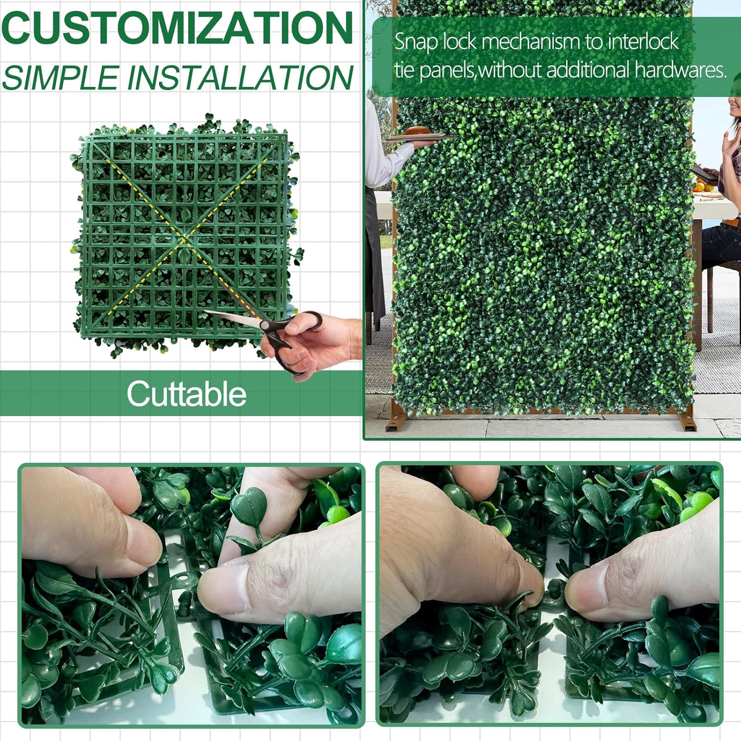 12pcs 10x10 Inch Grass Wall Panels Backdrop for Privacy