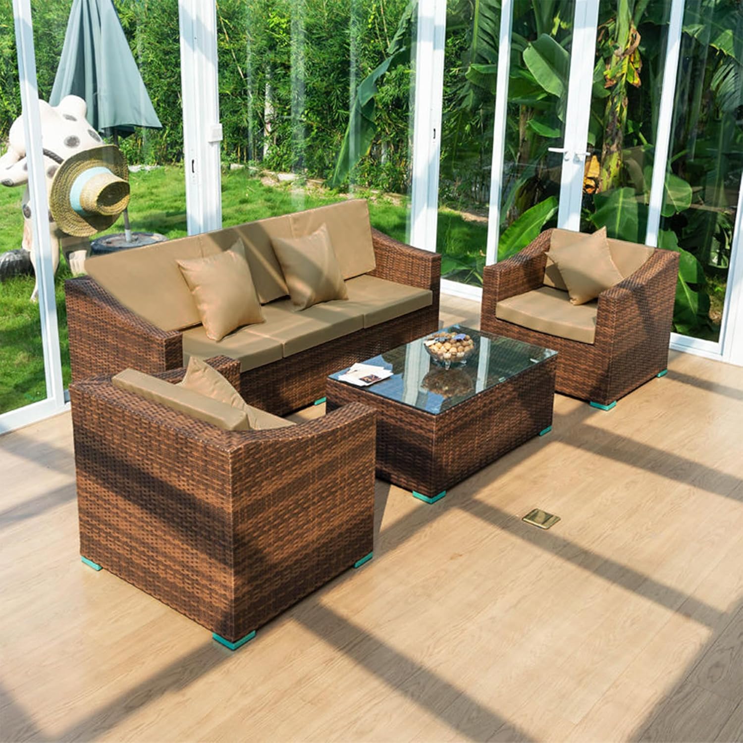 Sqodok Outdoor Cushion Covers 10PCS Set Camel