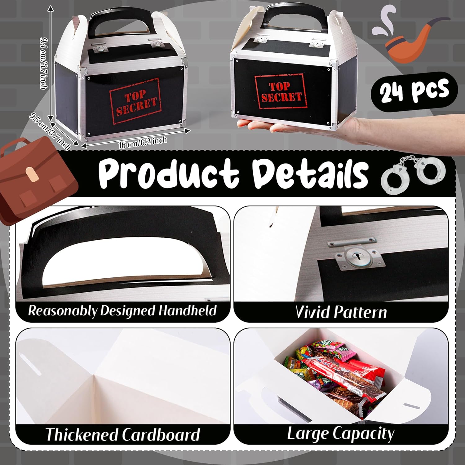 Top Secret Spy Party Favor Boxes 24Pcs