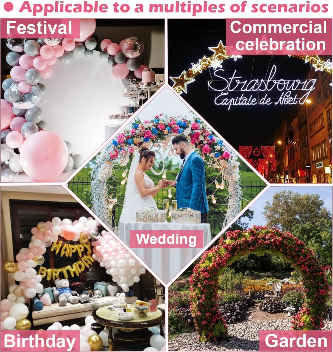 Queension Extra Large Metal Wedding Arch with Base