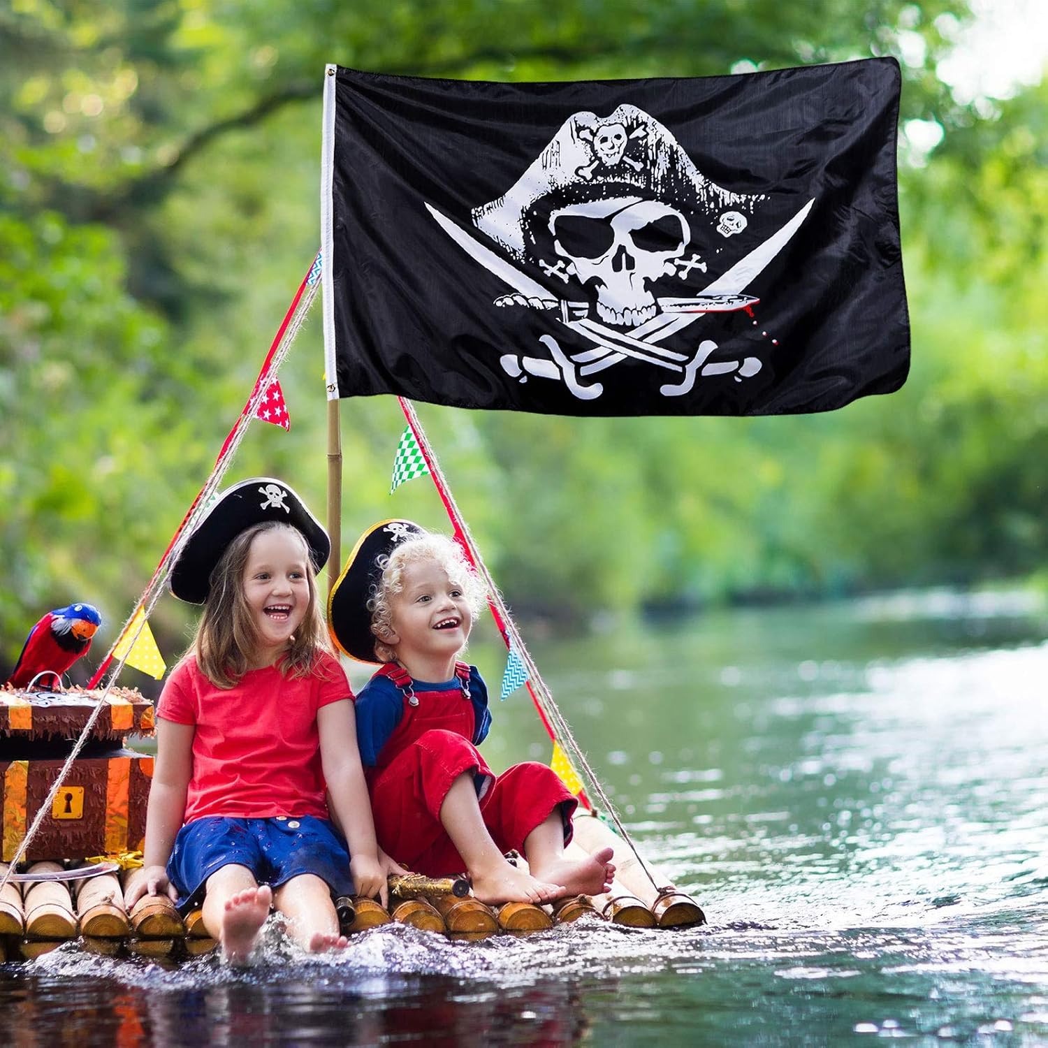 4 Pirate Flags Jolly Roger Halloween Decorations