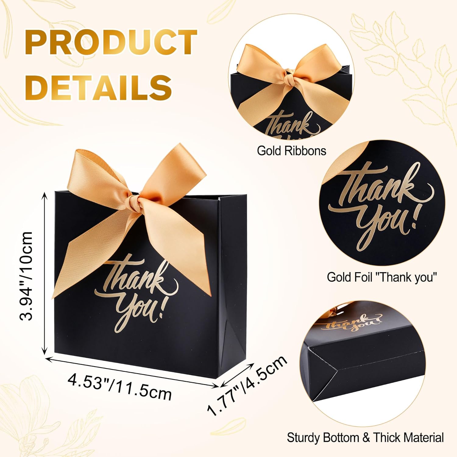 Yoption 50 Pcs Wedding Favor Boxes with Gold Bow