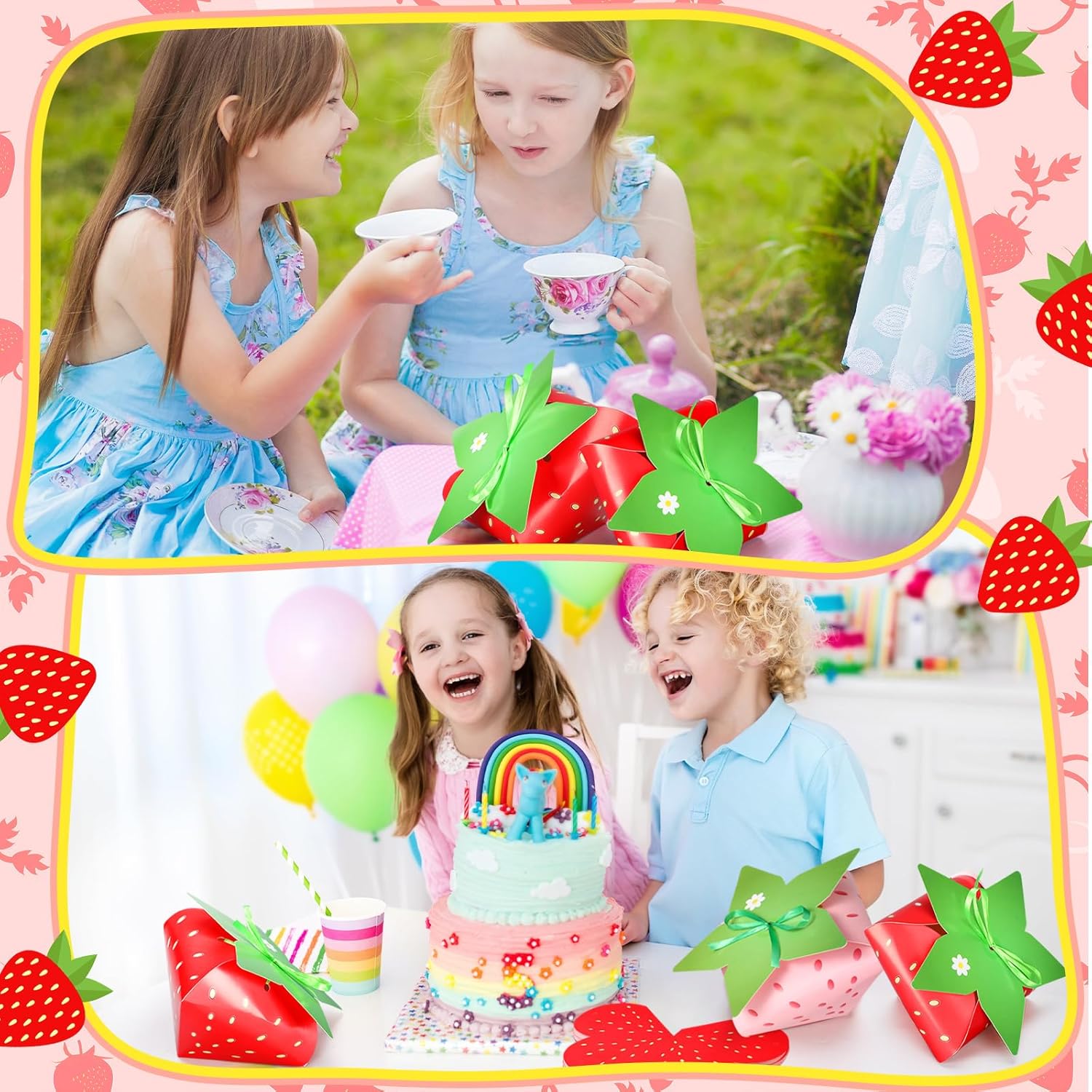 Fuyoooo 30 Pcs Strawberry Gift Boxes for Birthday Party Supplies