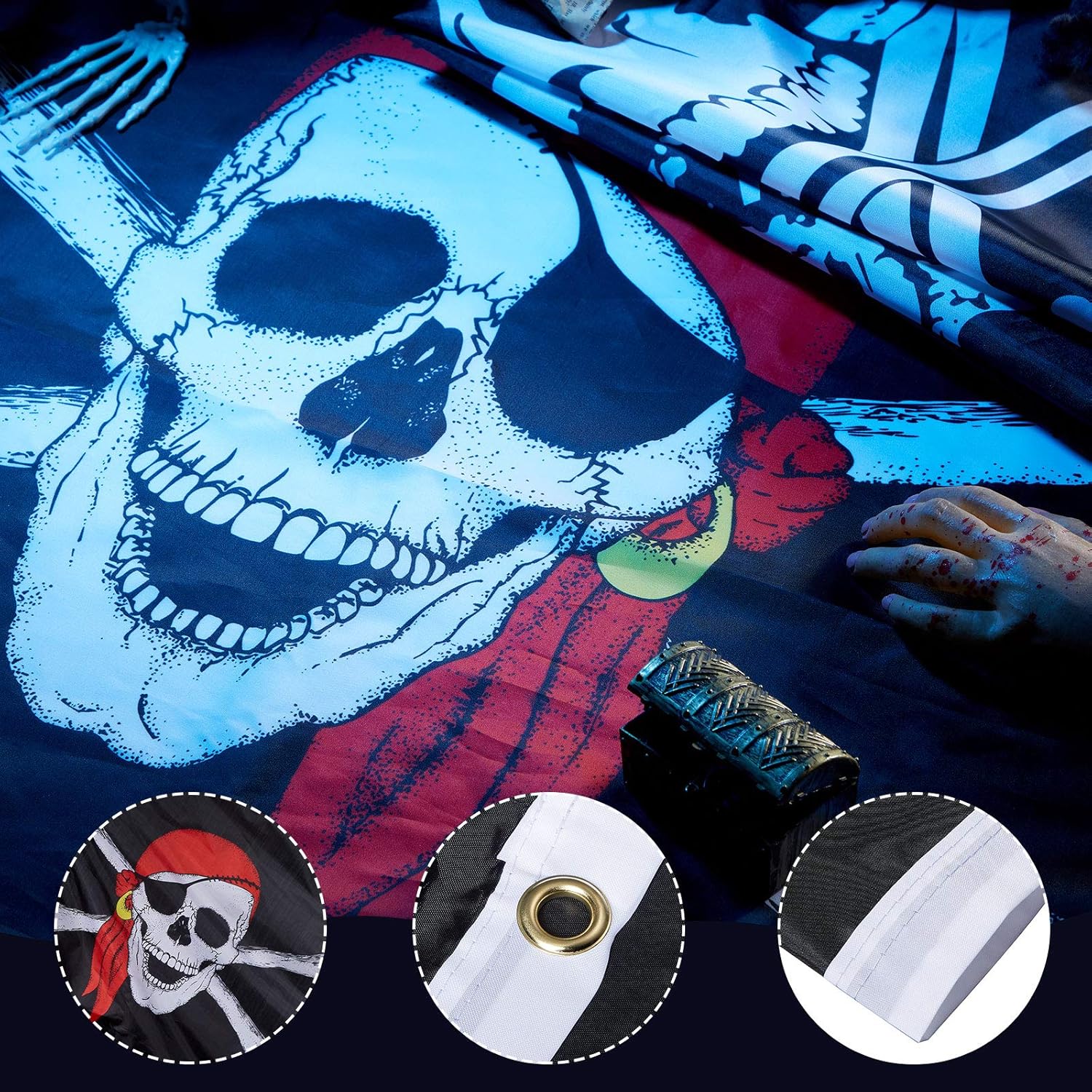 4 Pirate Flags Jolly Roger Halloween Decorations
