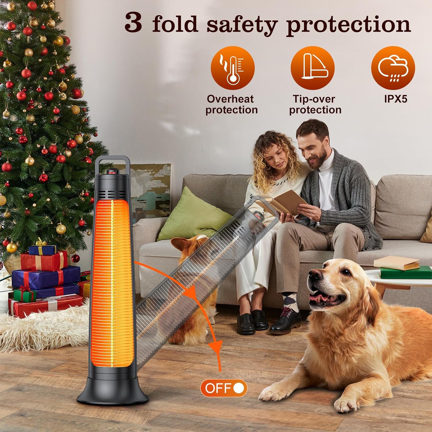 BIESQYA Outdoor Patio Heater with 60 Oscillating and IP65 Waterproof