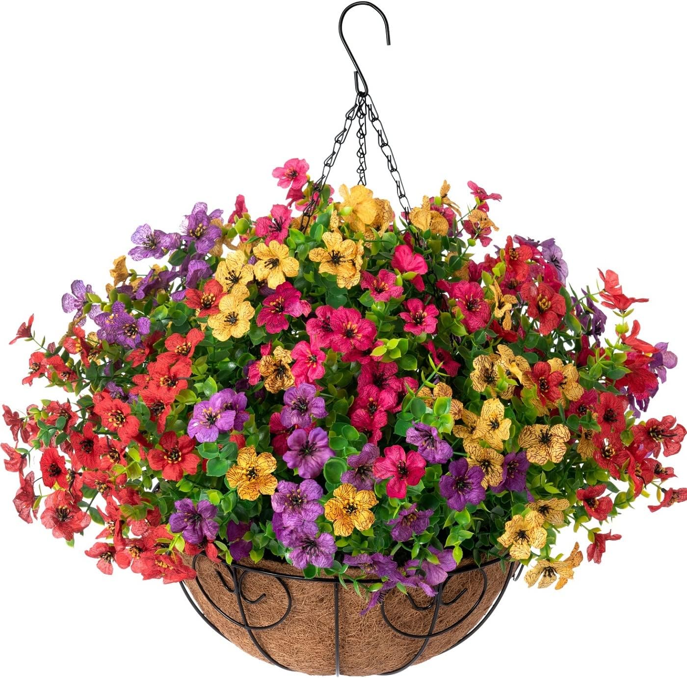 HyeFlora Hanging Flower Basket with Artificial Bougainvillea