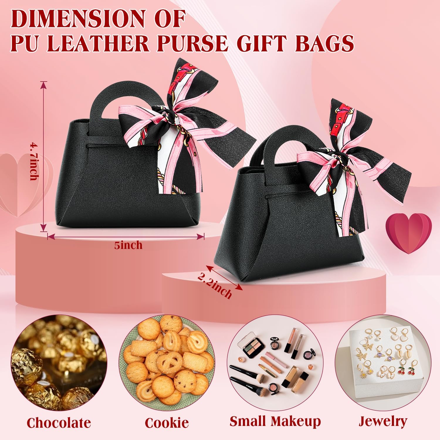 KAZIPA 12 Pack Faux Leather Gift Bags with Handle