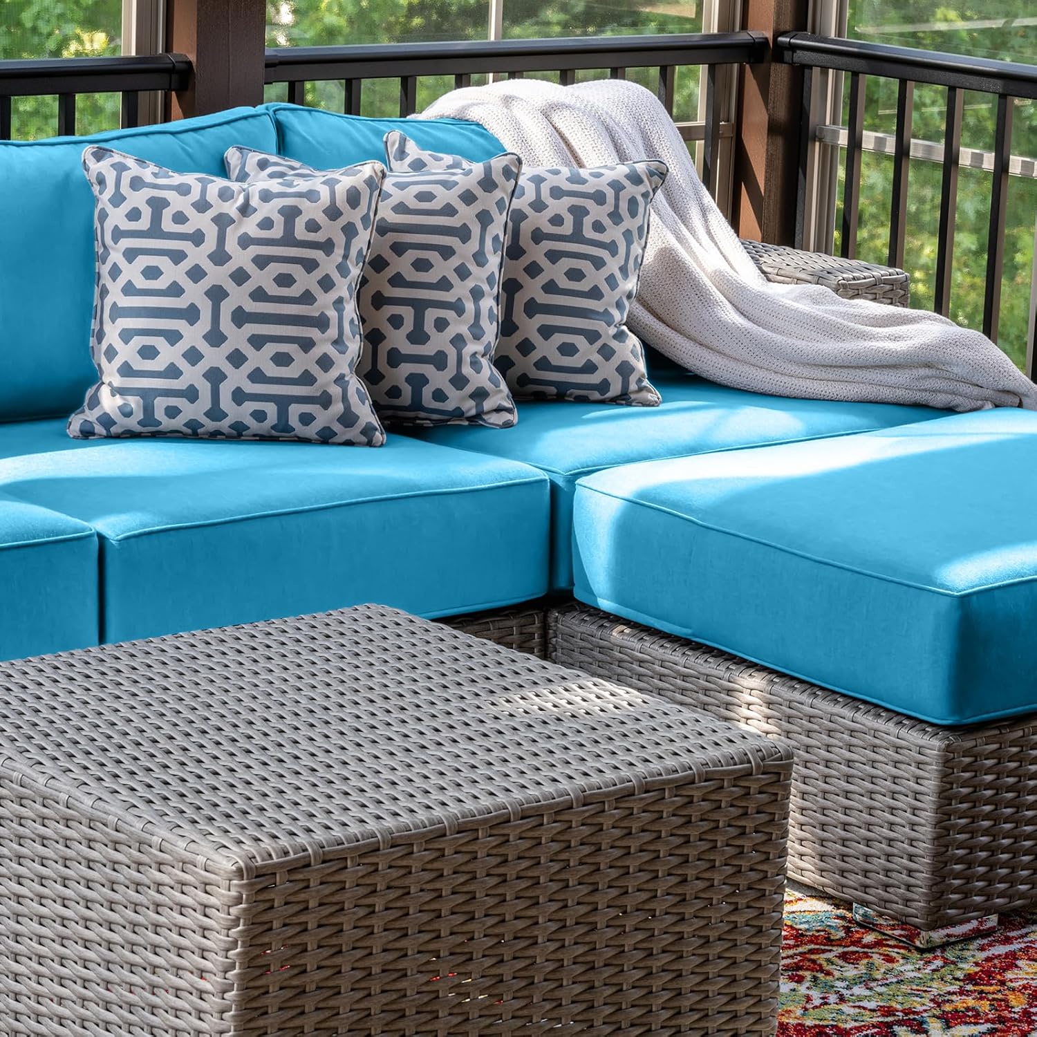 14 Piece Waterproof Patio Cushion Covers for 6-Seat Wicker Sectional Couch