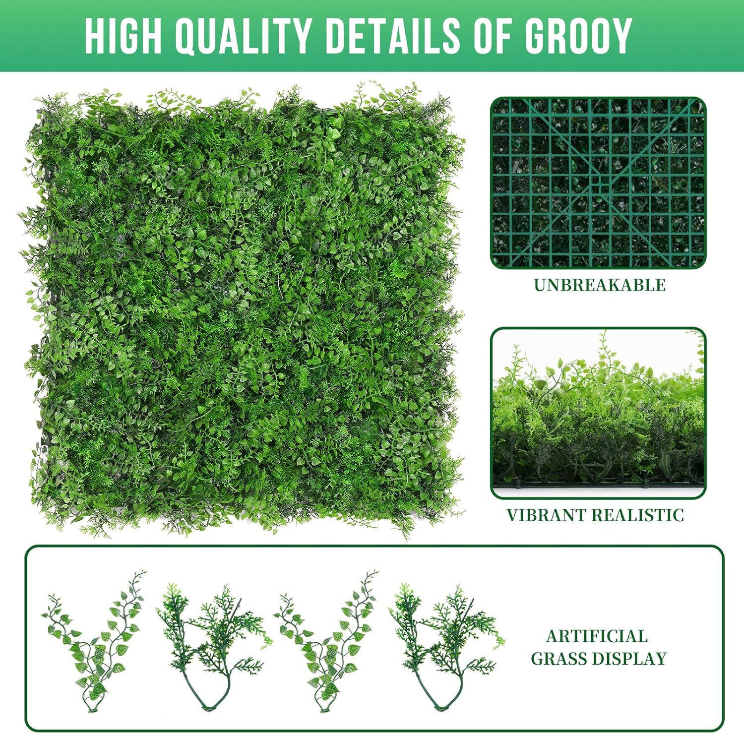20x20 Artificial Hedge Panels 12PCS Green Wall Decor