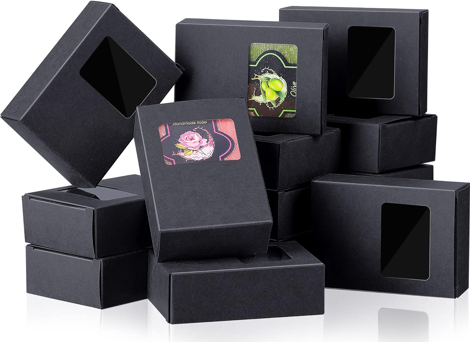 Spakon 30 Pcs Mini Kraft Soap Boxes with Window