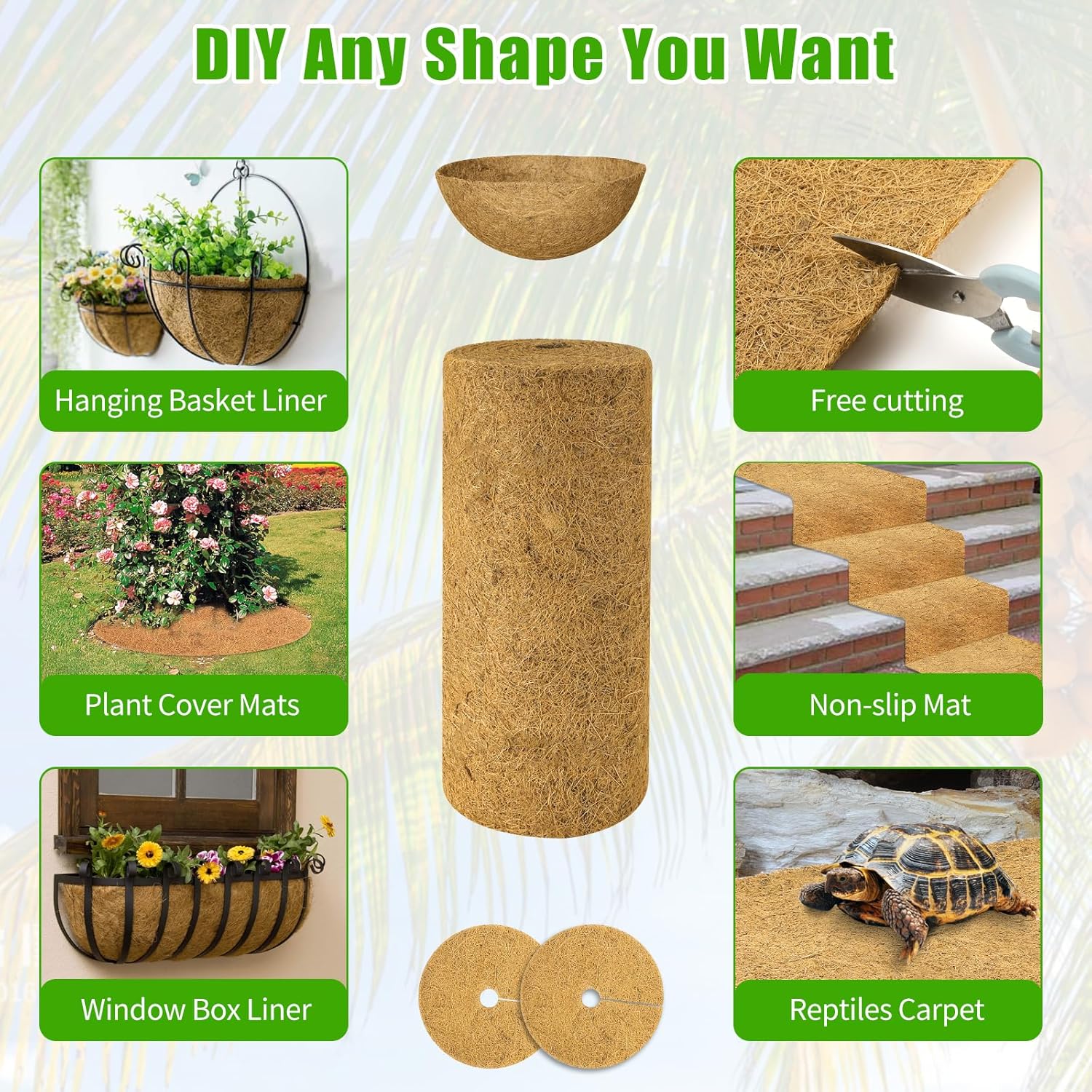 Dovesail Coco Liner Roll 16x160 Inch Natural Coir Basket Liner