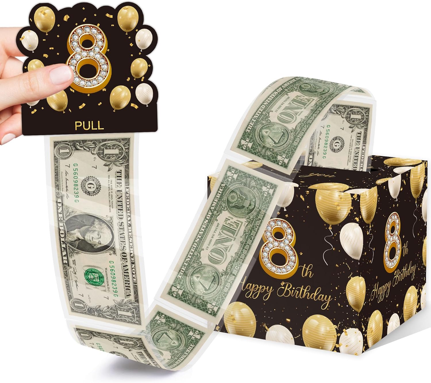 8th Birthday Money Gift Box with 35PCS Decorations