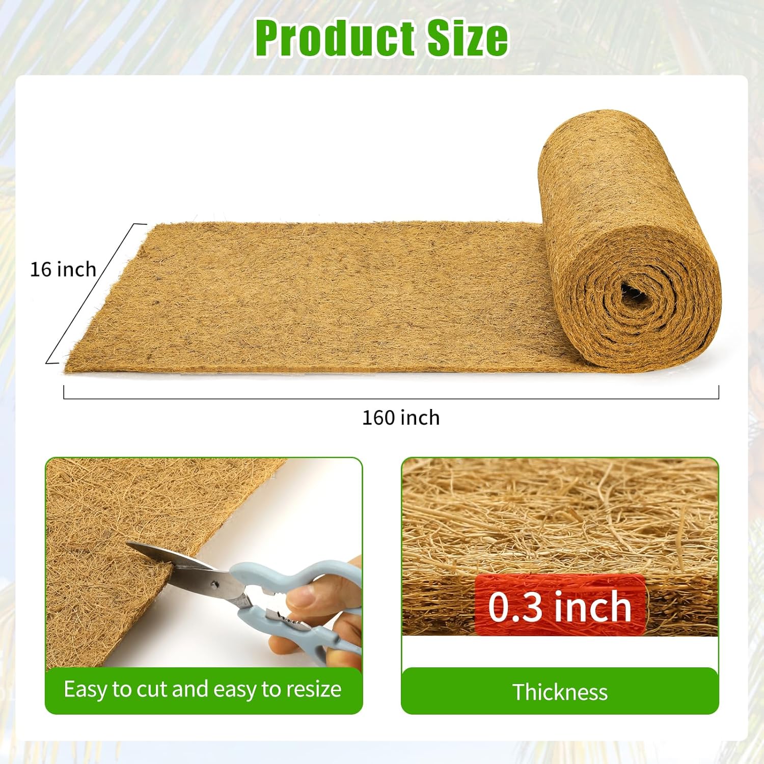 Dovesail Coco Liner Roll 16x160 Inch Natural Coir Basket Liner
