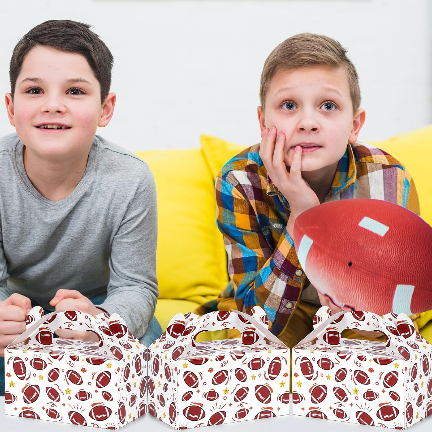 VGOODALL 16PCS Football Treat Boxes for Kids Birthday Party