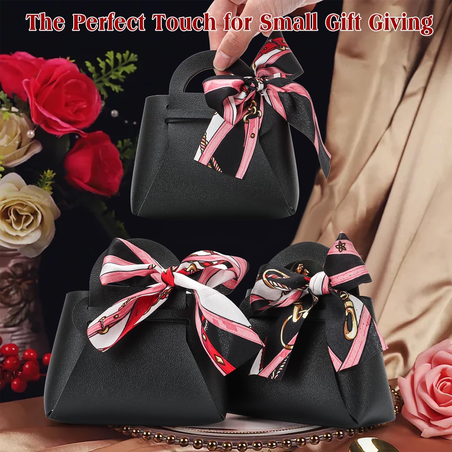 KAZIPA 12 Pack Faux Leather Gift Bags with Handle