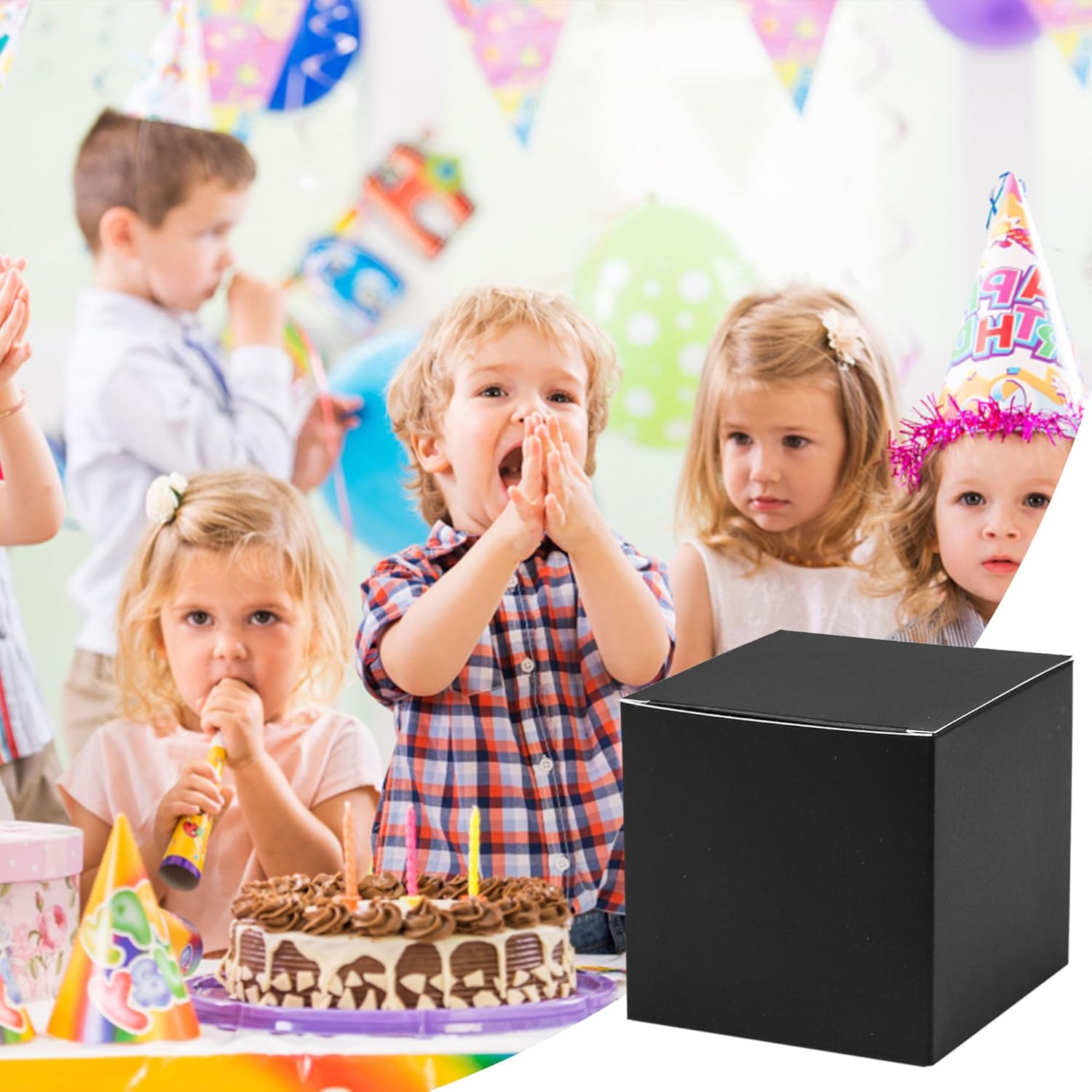 20 Pack Small Square Black Gift Boxes with Lids for Wrapping