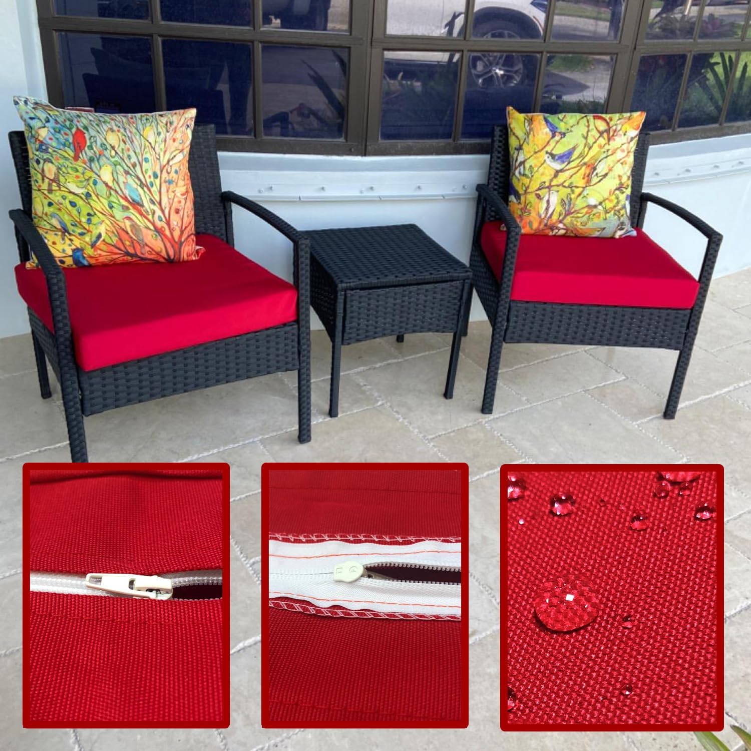 FLYMEI 4Pack 24x24x4 Outdoor Cushion Covers