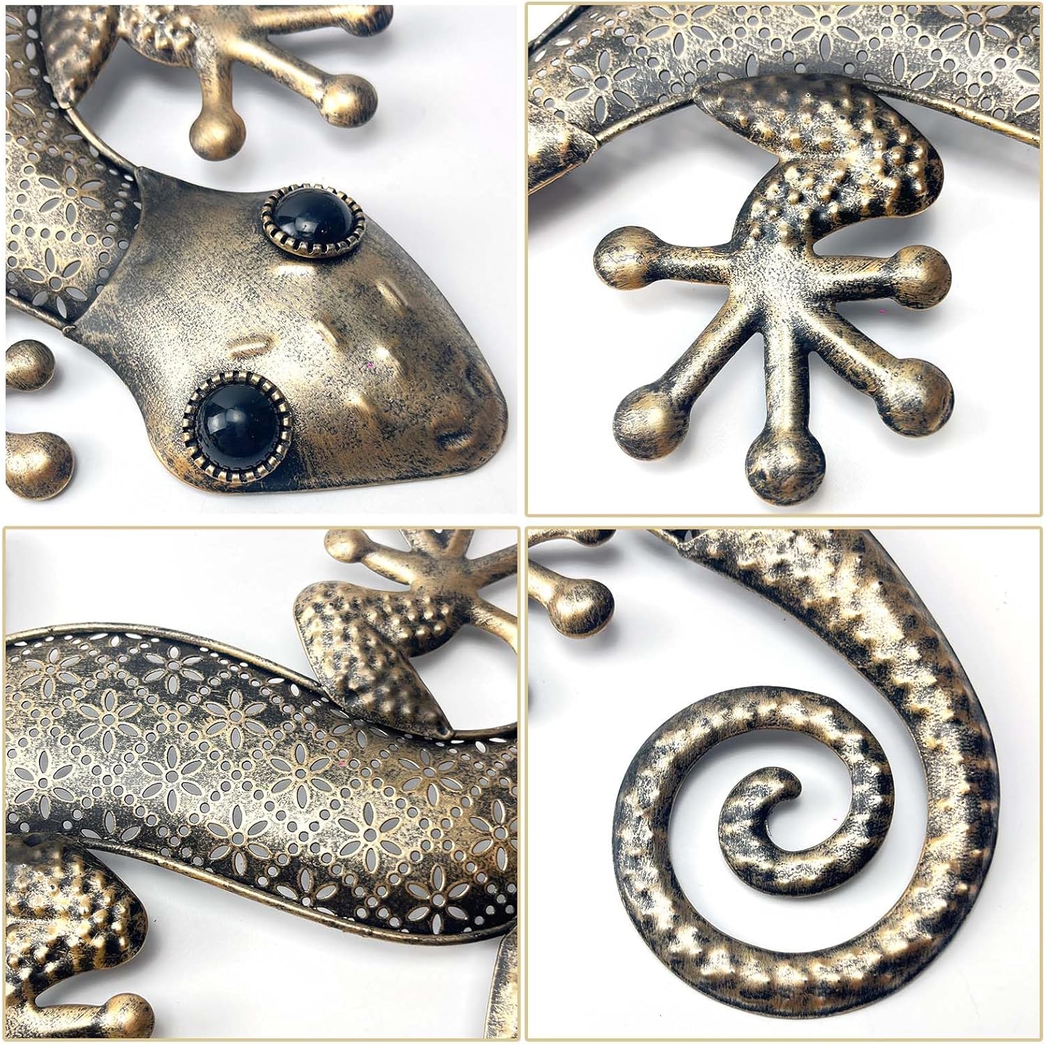 LIFFY Gecko Metal Wall Art 2 Pack 15 Inch Decor