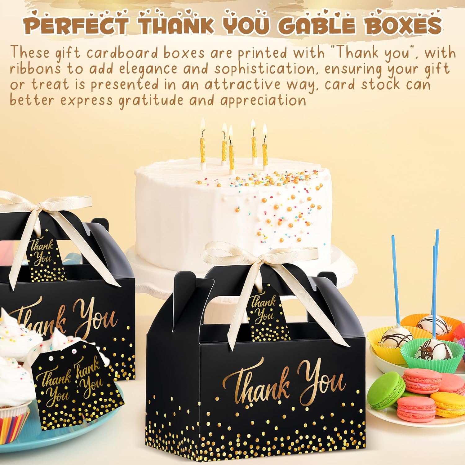 Qilery 24 Thank You Treat Boxes with Card and Ribbon 1