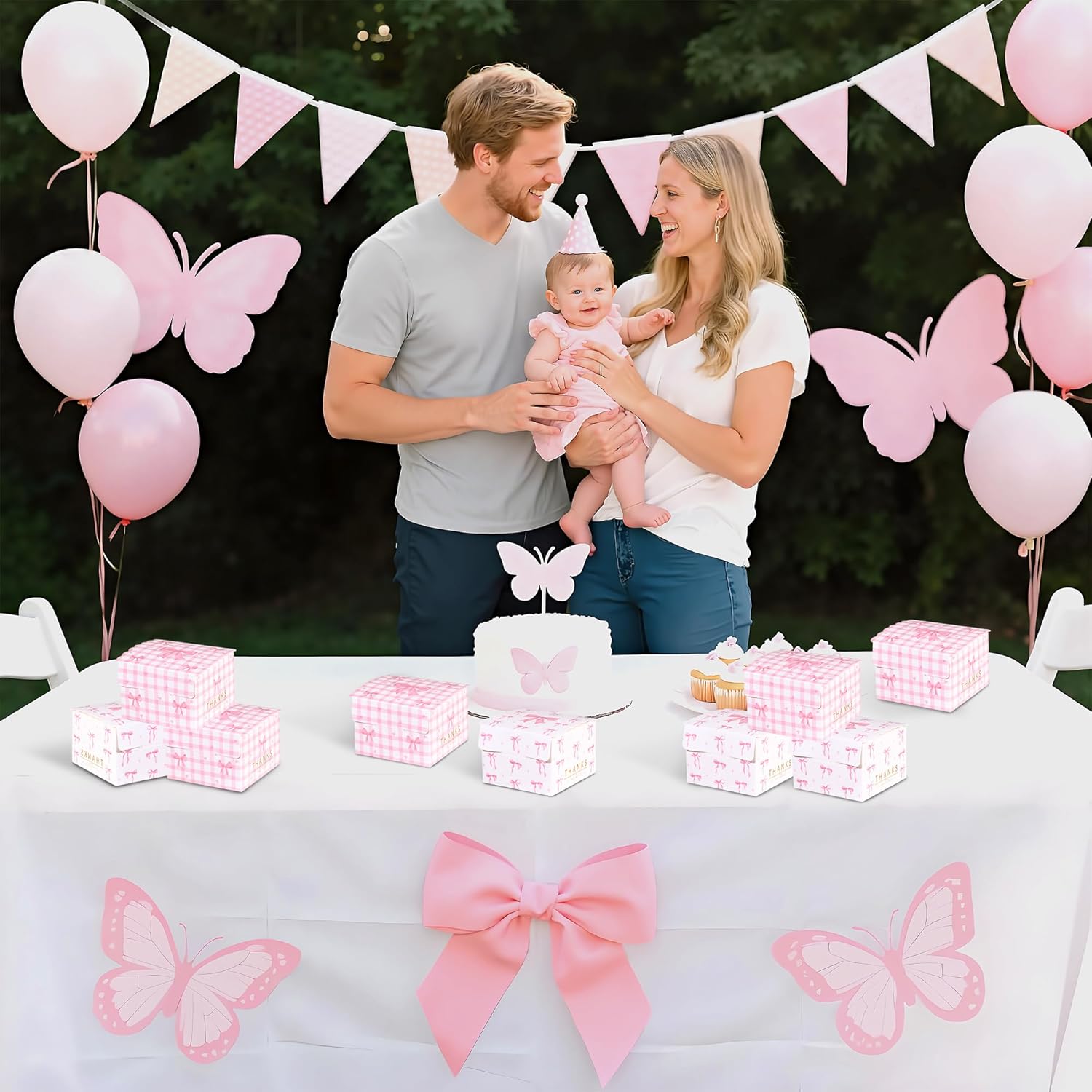 Glavatrix 50pcs Mini Pink Bow Candy Gift Boxes