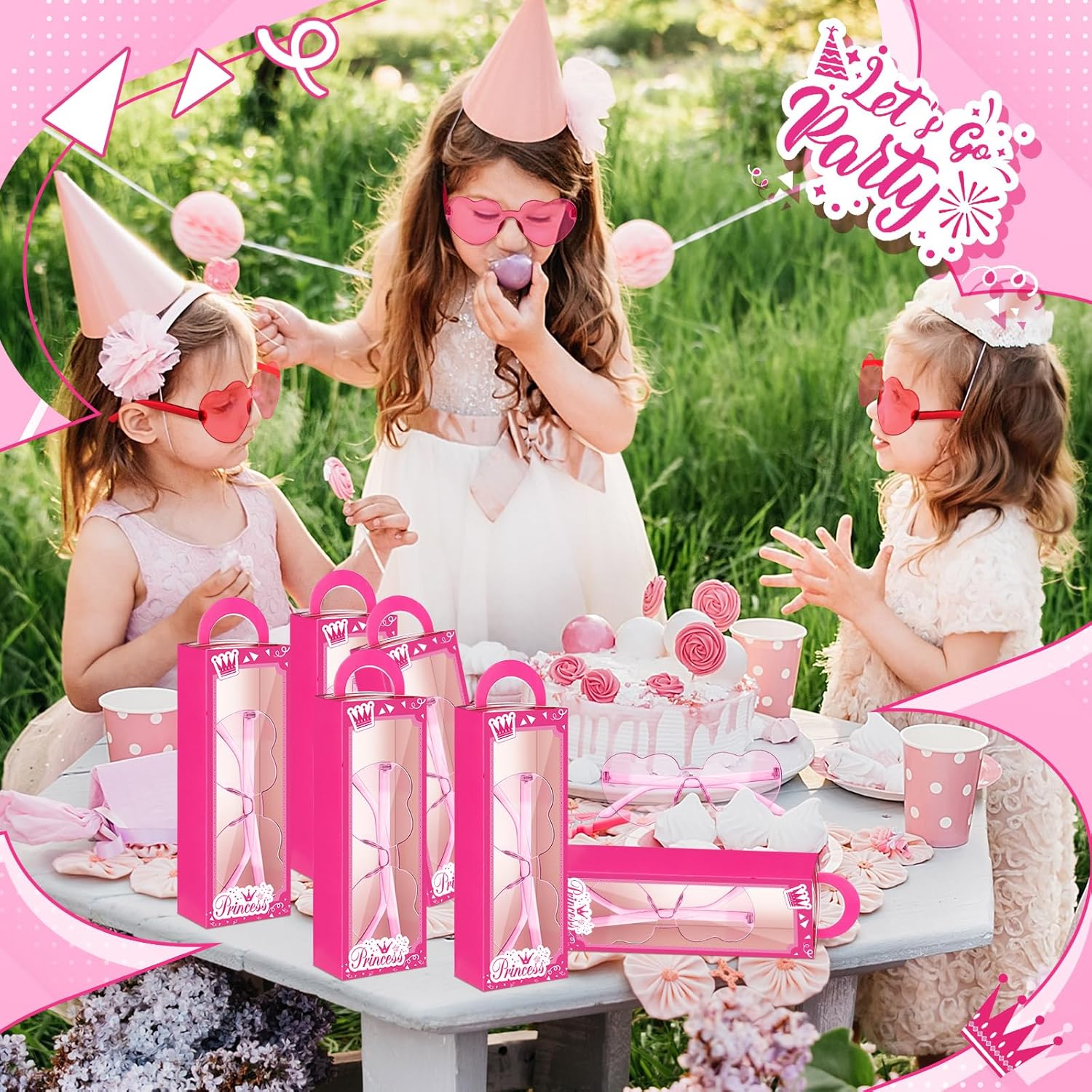 ReliThick 20 Pink Party Favor Boxes with Heart Shaped Sunglasses