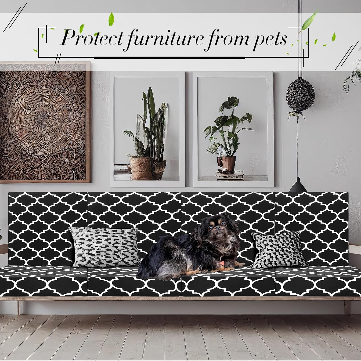 Newwiee 4 Pcs Waterproof Outdoor Cushion Covers with Moroccan Pattern