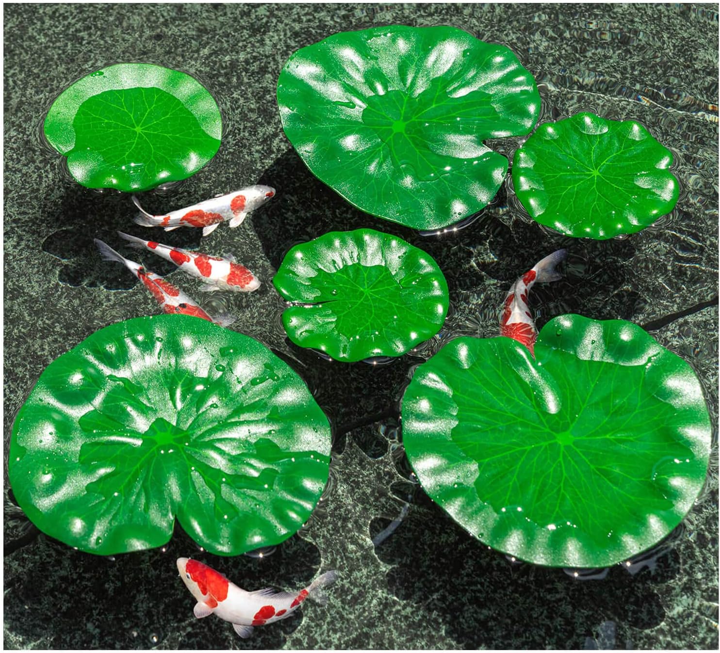 WhistenFla Floating Lily Pads 6Pcs Artificial Pond Decor