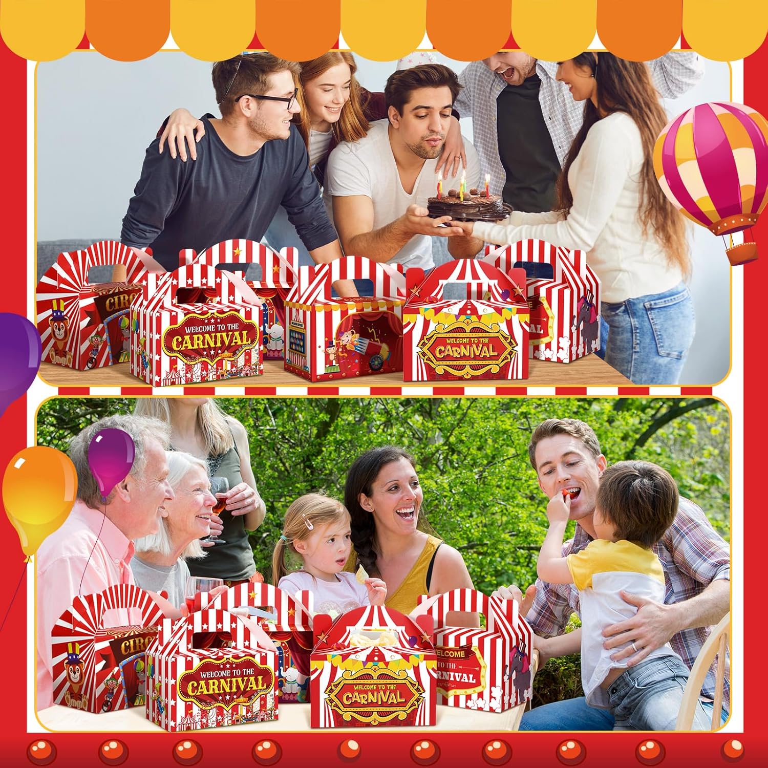 Dunzoom Carnival Themed Treat Boxes 24 Pcs